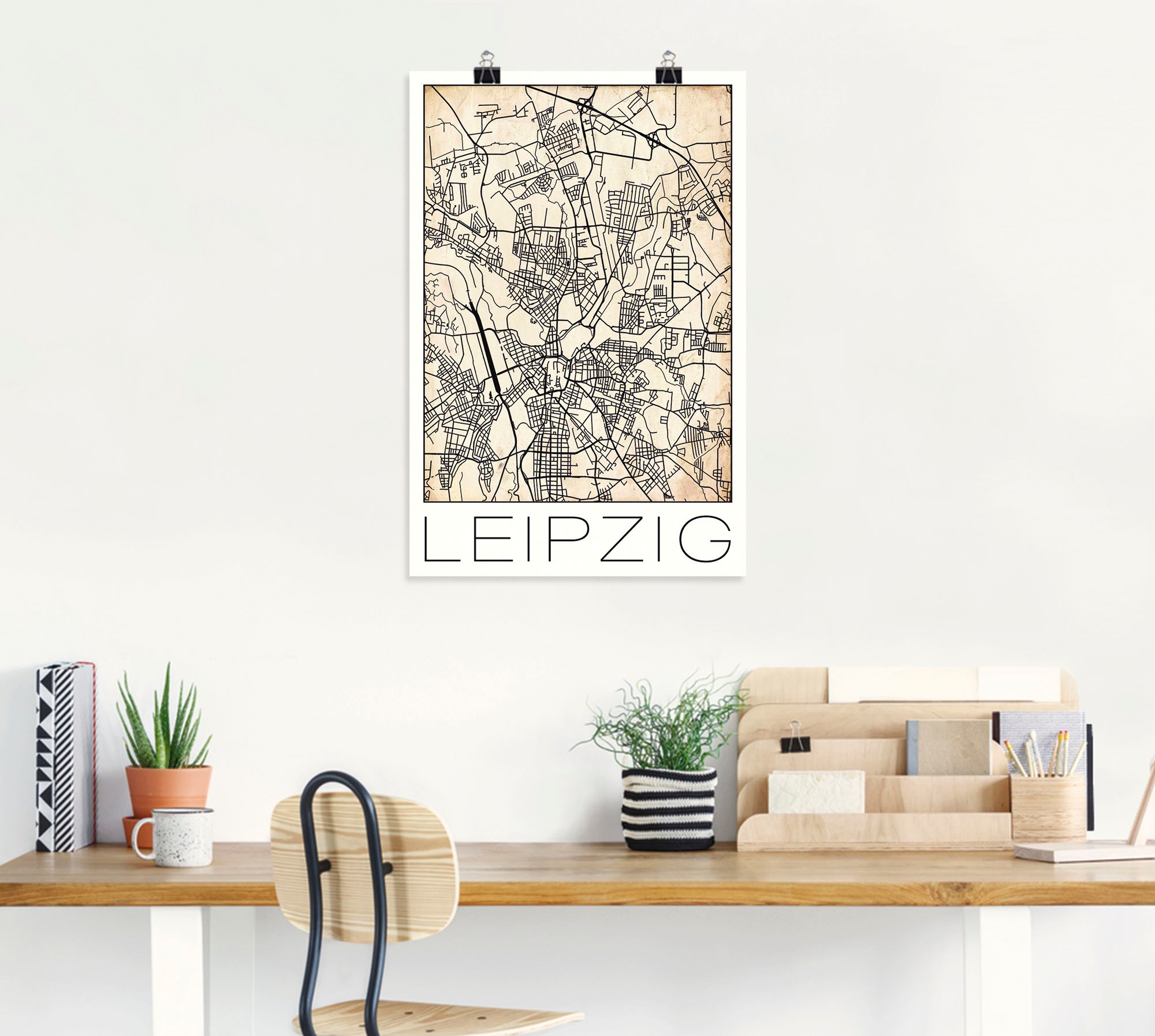 Artland Wandbild »Retro Karte Leipzig Deutschland Grunge«, Deutschland, (1 St.), als Alubild, Leinwandbild, Wandaufkleber oder Poster in versch. Größen