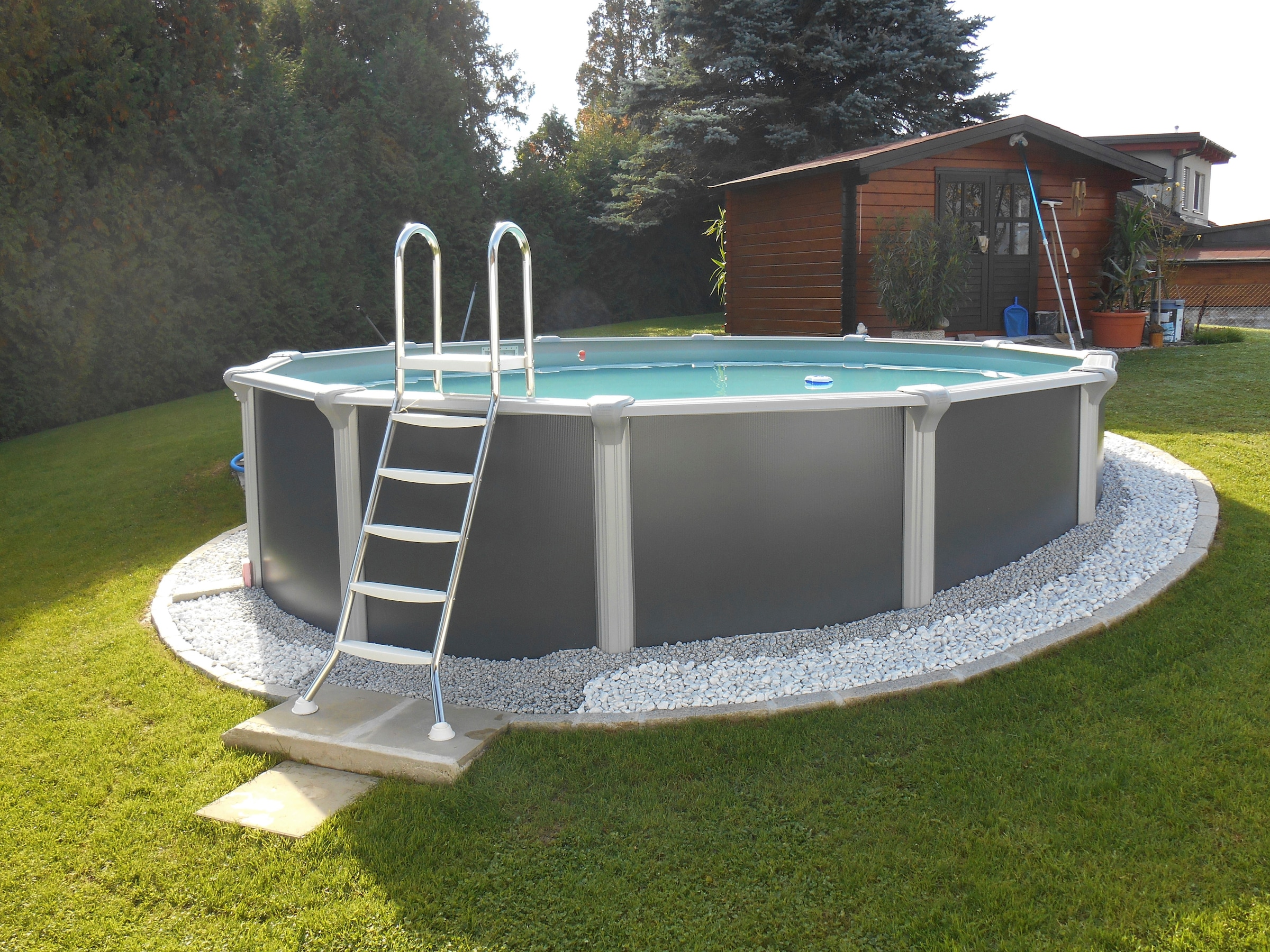 KWAD Rundpool »»Supreme« Design all in Premium Folie«, (Set, 7 tlg.), ØxH: 360x132cm, inkl. Bodenisolationsset