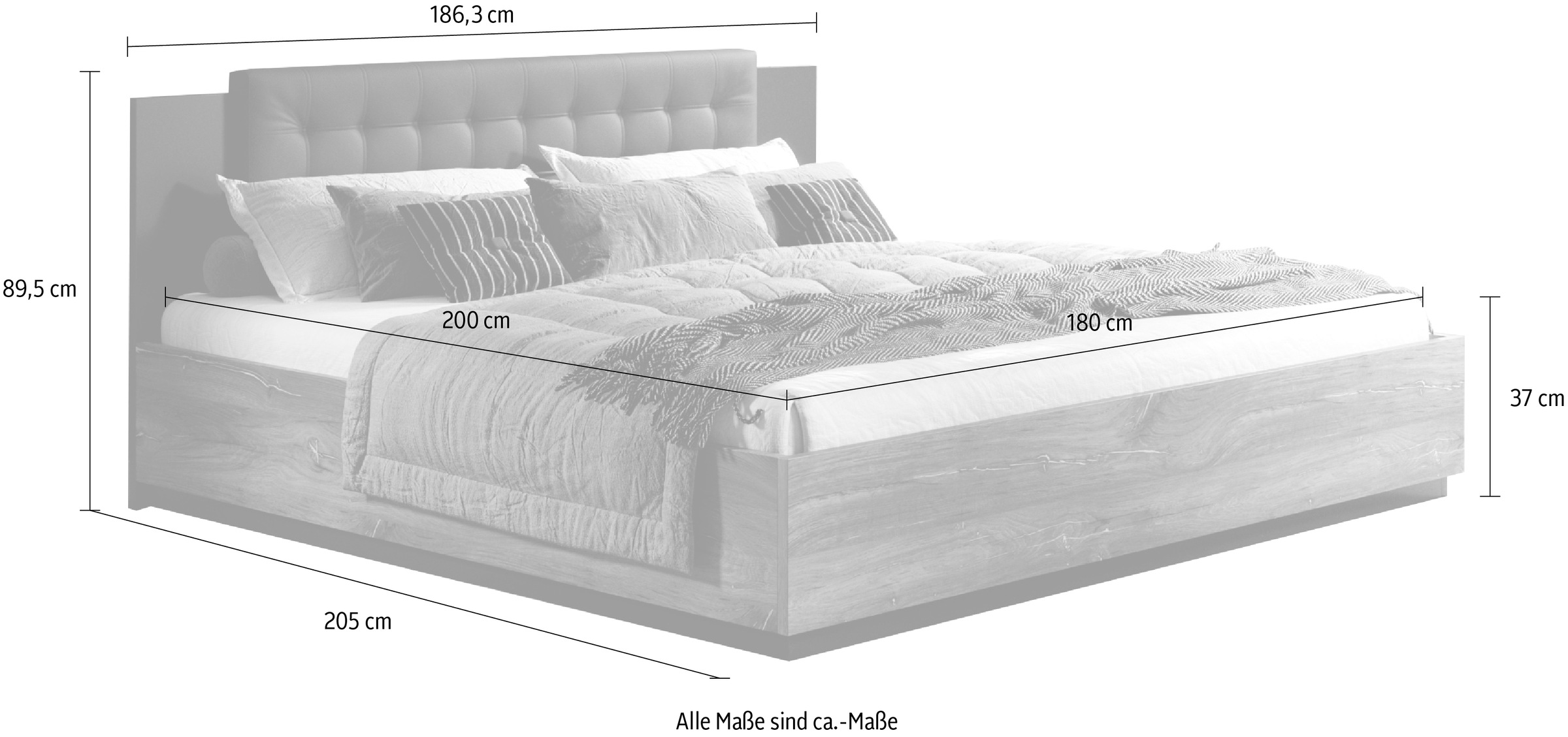 INOSIGN Bettgestell »Sigma«, Doppelbett in zwei Breiten mit gepolstertem Kopfteil