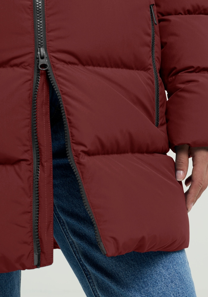 Jack Wolfskin Daunenmantel »FROZEN PALACE LONG JKT W RDS« mit Kapuze, wärmeisolierende Füllung, winddicht