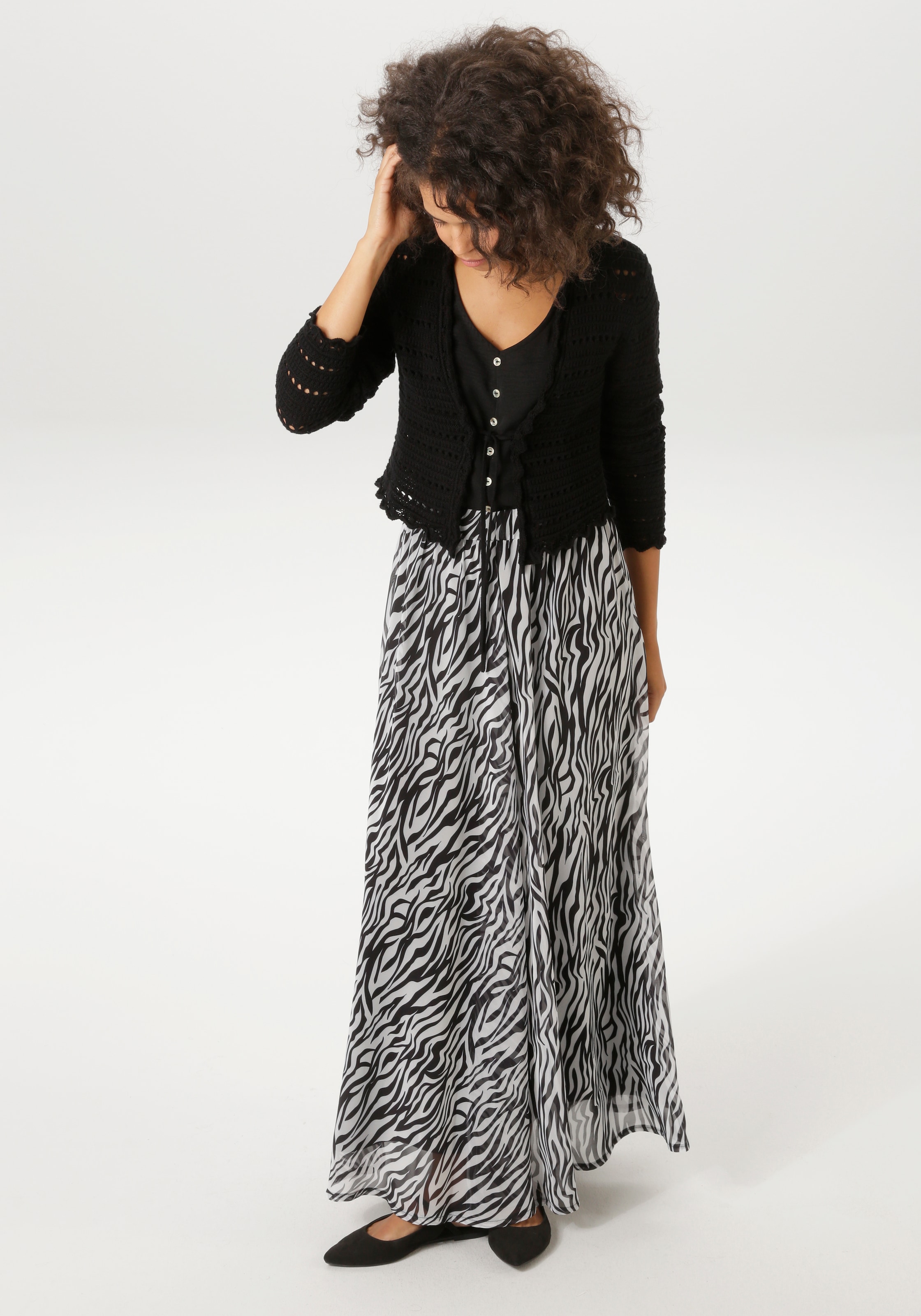 Aniston CASUAL Strickjacke im trendigen Ajour-Muster-Mix - NEUE KOLLEKTION