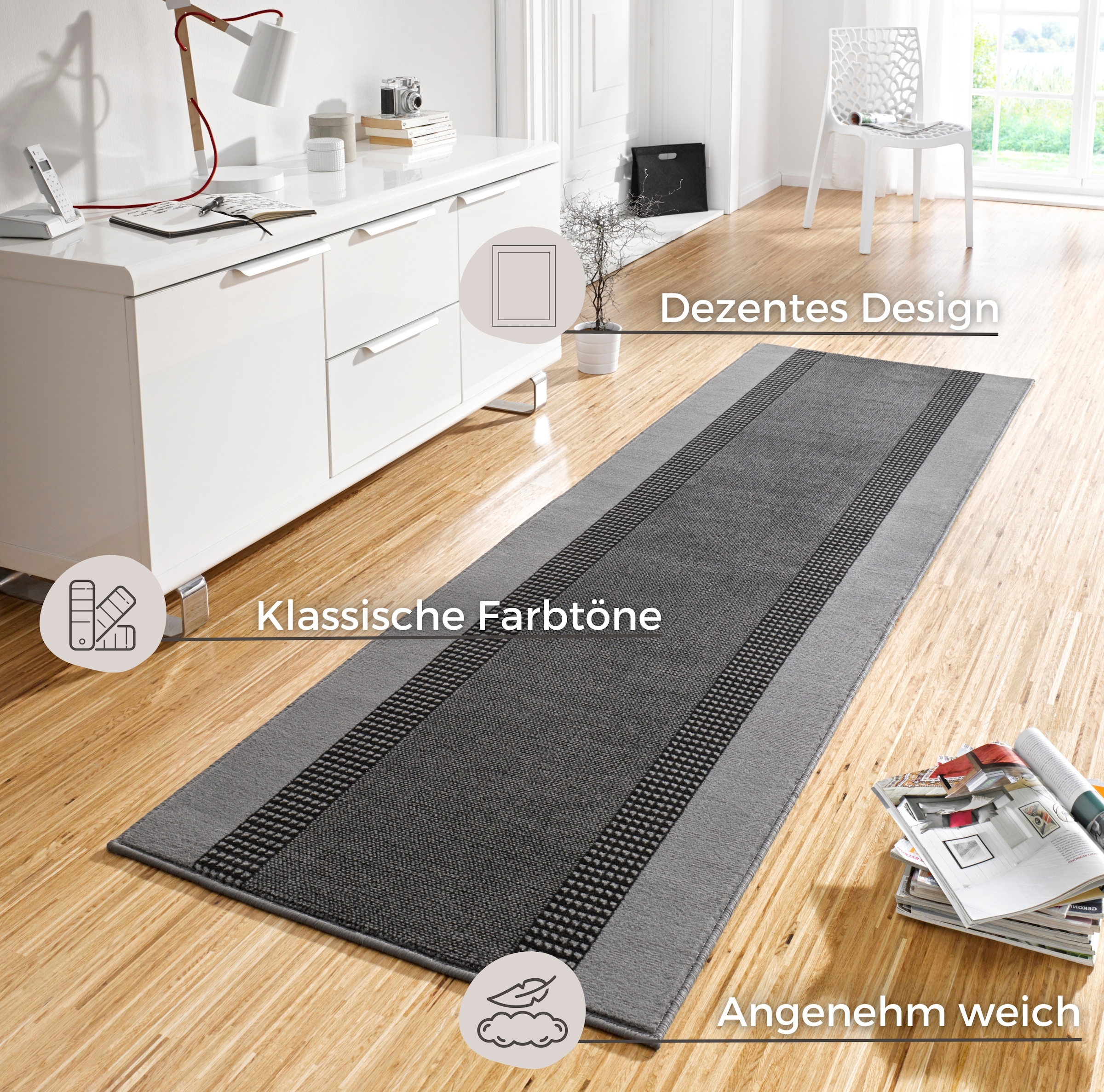 HANSE Home Teppich »Band«, rechteckig, 9 mm Höhe, Kurzflor, weich, Läufer Größen, Wohnzimmer, Schlafzimmer, Esszimmer