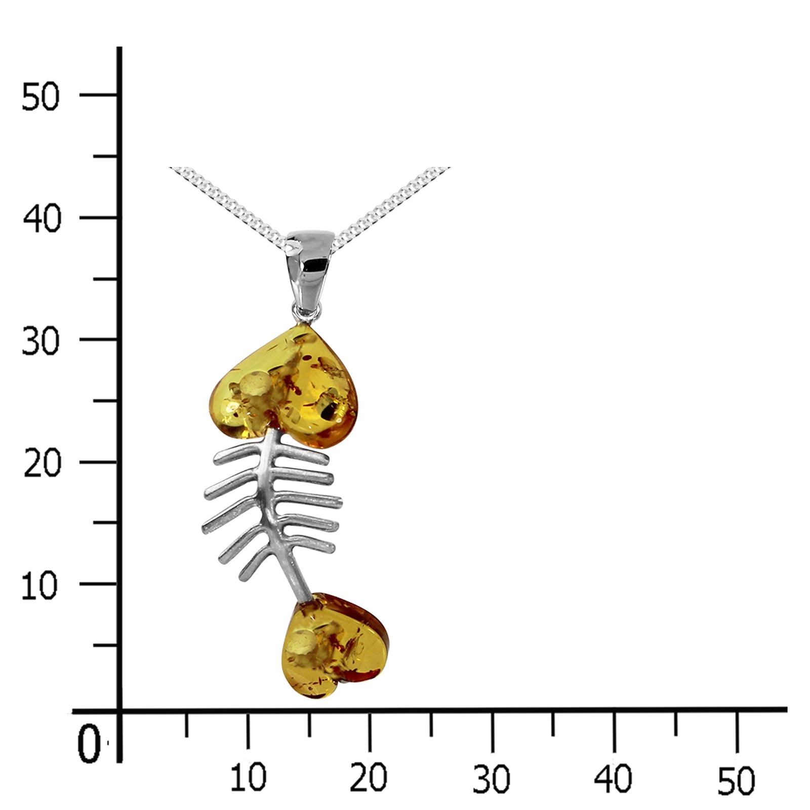 OSTSEE-SCHMUCK Kette mit Anhänger »- Fisch 35 mm - Silber 925/000 - Bernstein«