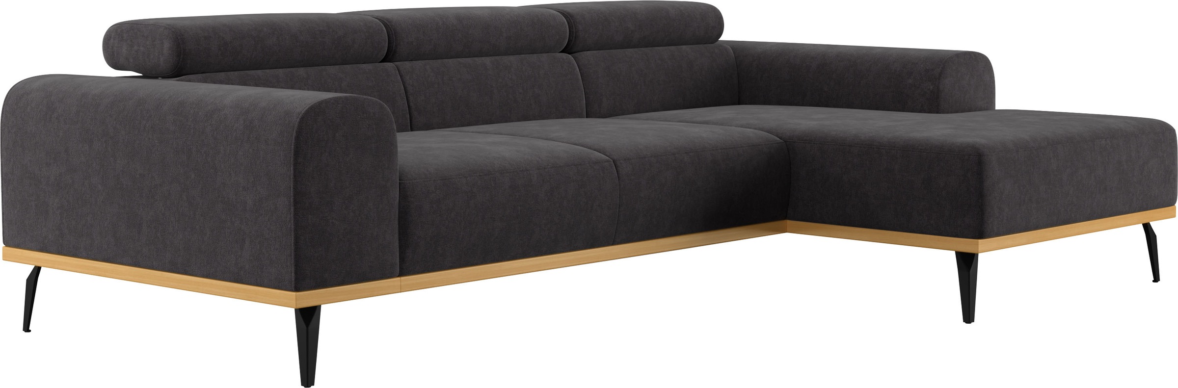 Places of Style Ecksofa »Carlo L-Form«, mit Kopfteilverstellung & Holz-Rahmenoptik, wahlweise Relaxfunktion