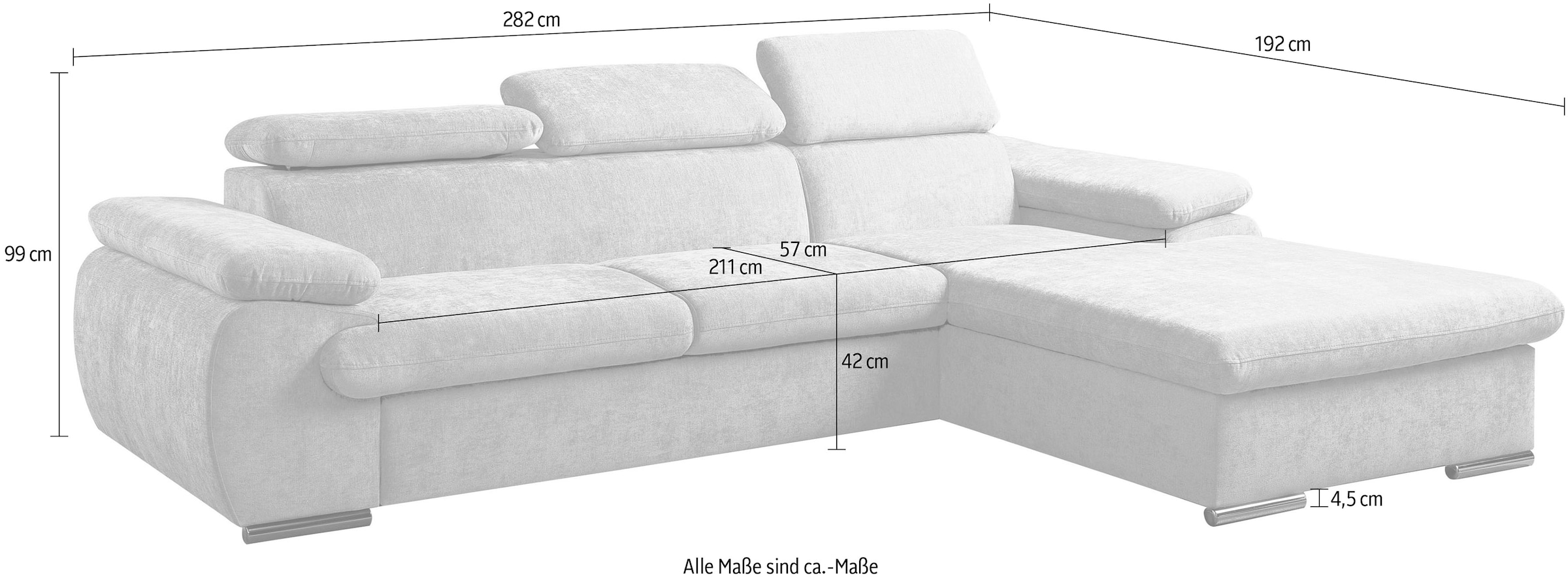 WERK2 Ecksofa »Cosmo« Eckcouch mit Schlaffunktion, Bettkasten & verstellbaren Kopfteilen