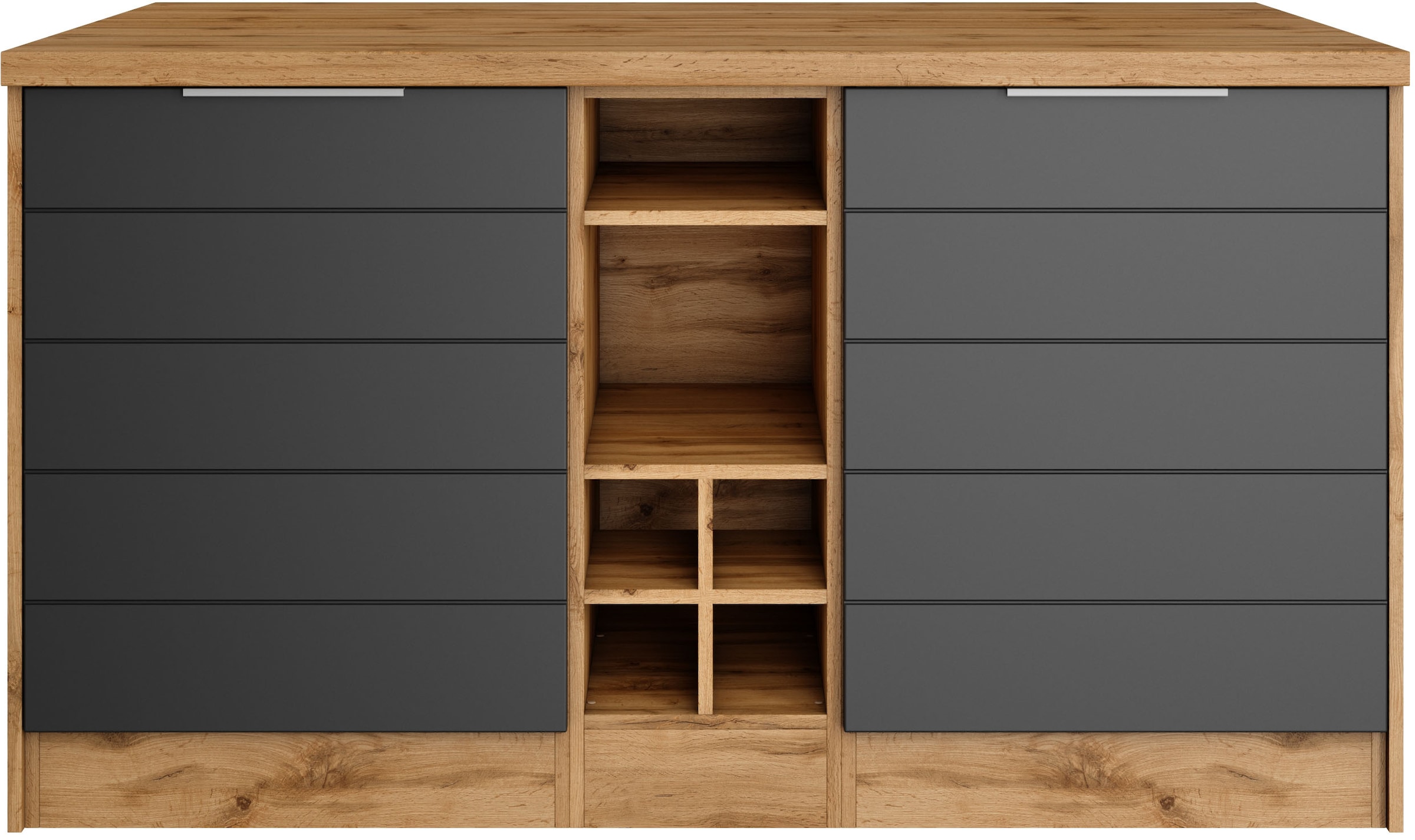 KOCHSTATION Kücheninsel »KS-Luhe, Breite 153 cm, mit Flaschenregal« MDF-Fronten, Arbeitsplatte 38mm stark