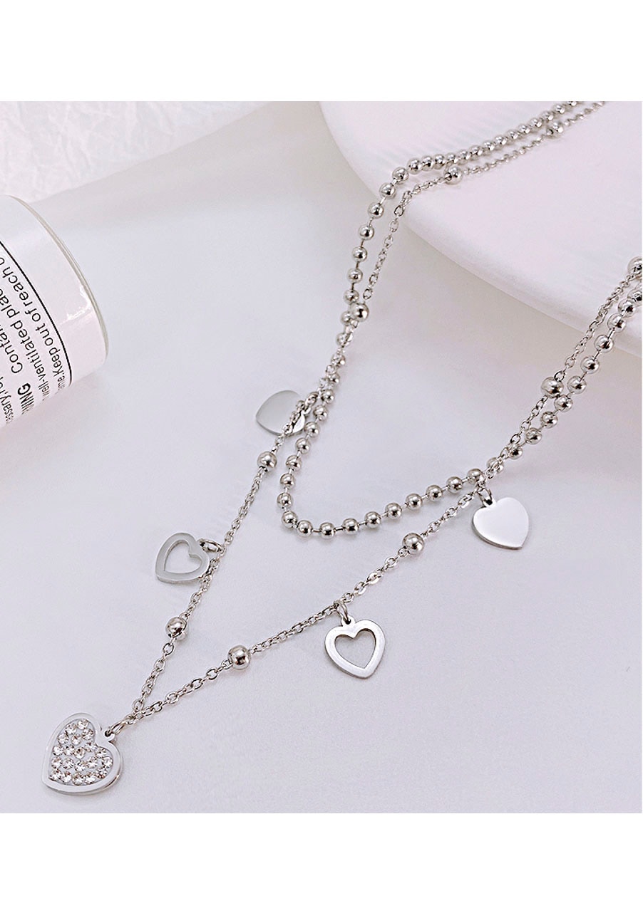 Firetti Kette mit Anhänger »Schmuck Geschenk Hearts Charm«, mit Zirkonia (synth.)