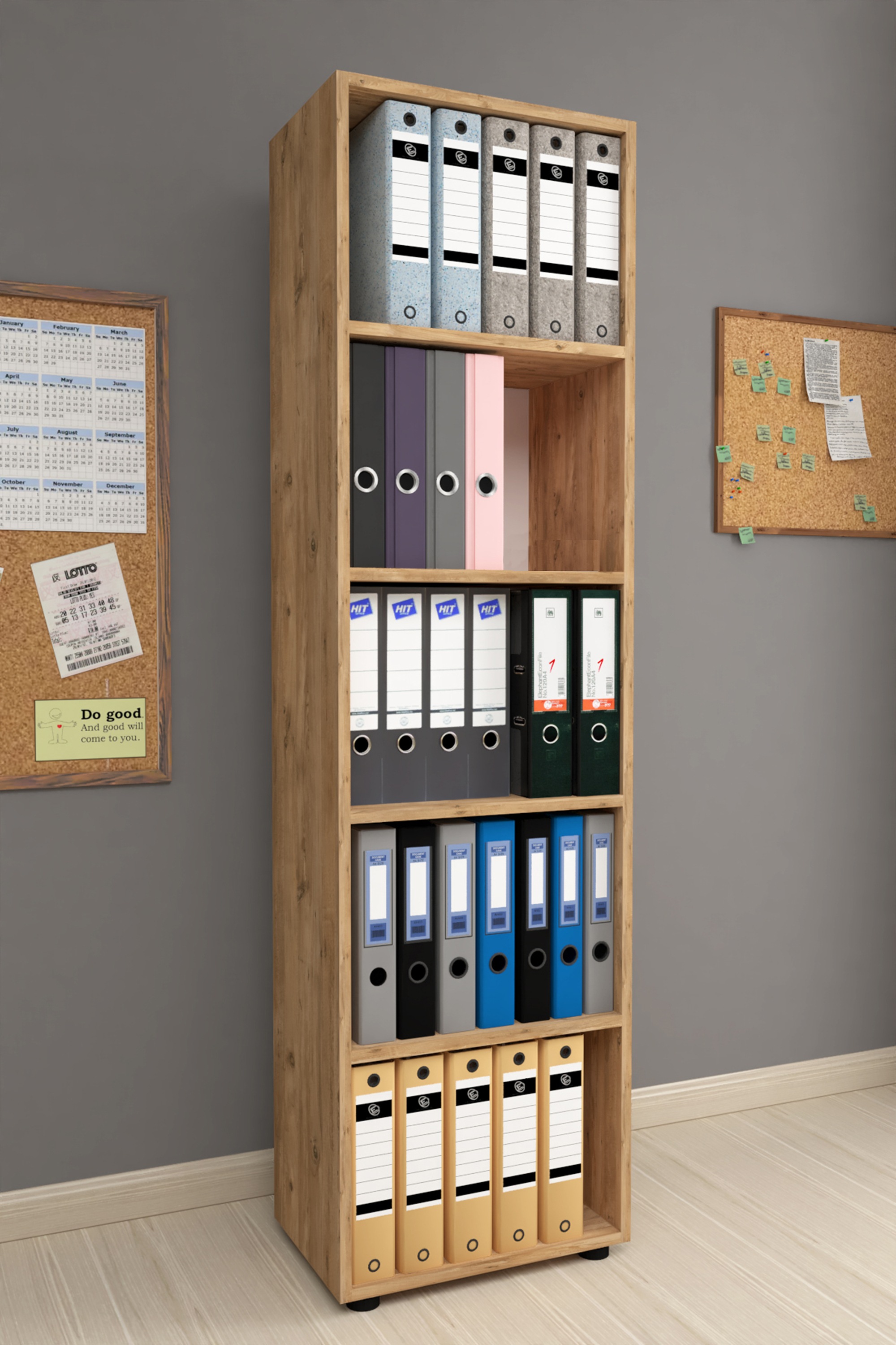VCM Aktenregal »VCM Holzregal stehend | platzsparender Aktenschrank | Maße ca. H. 178 x B. 49 x T. 32 cm | Elegantes Regal | Büroregal ¿ Ulas 5f«