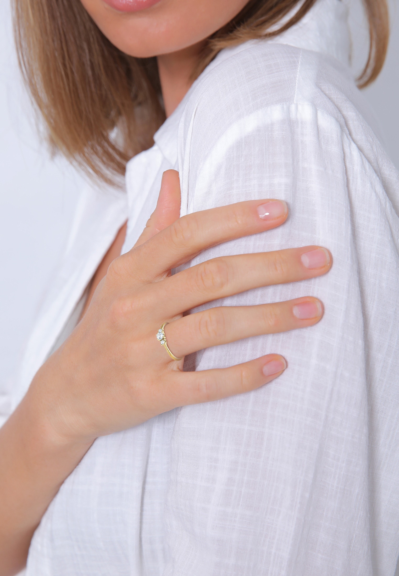Elli Premium Fingerring »Ring Zirkonia Weiß 375 Gelbgold«