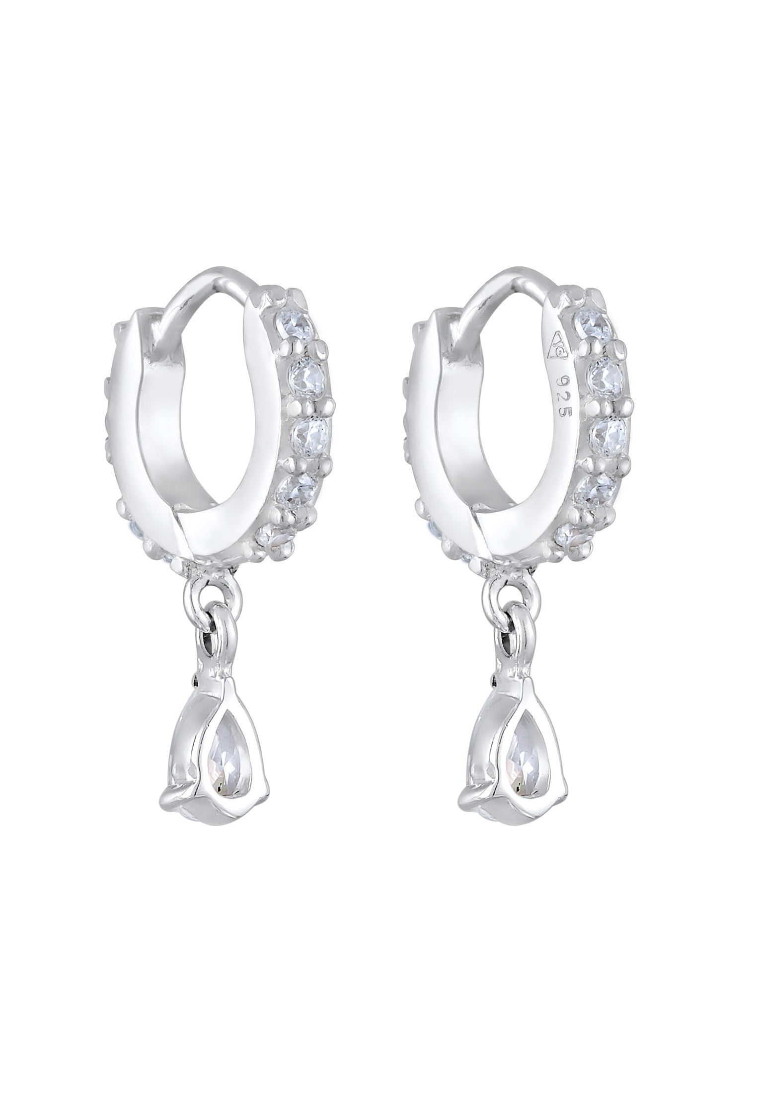Elli Paar Creolen »Ohrringe Creolen Zirkonia Tropfen Elegant 925 Silber«