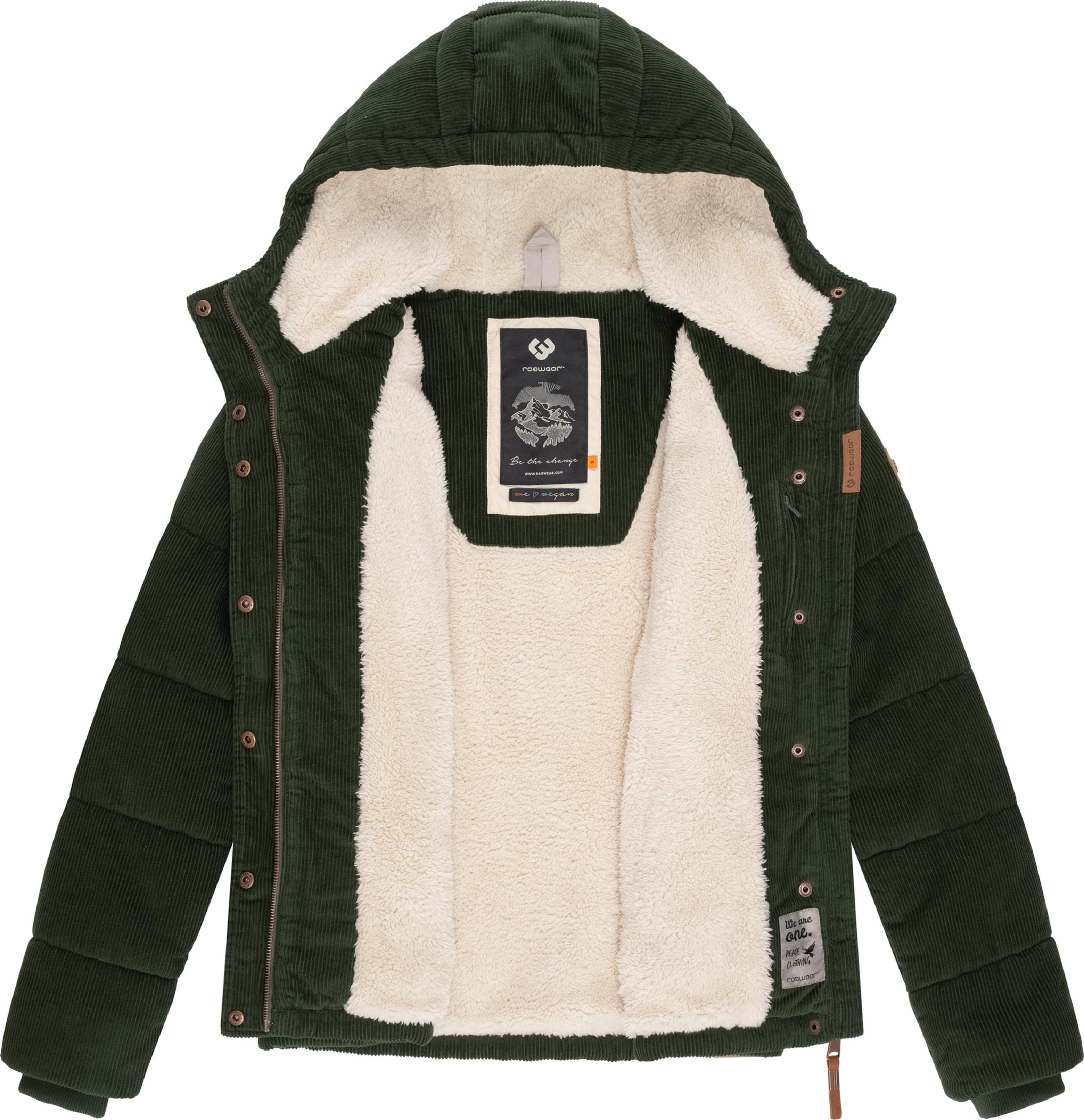 Ragwear Cordjacke »Winterjacke Wuggys«, mit Kapuze, Stylische Damen Kordjacke mit flauschigem Innenfutter