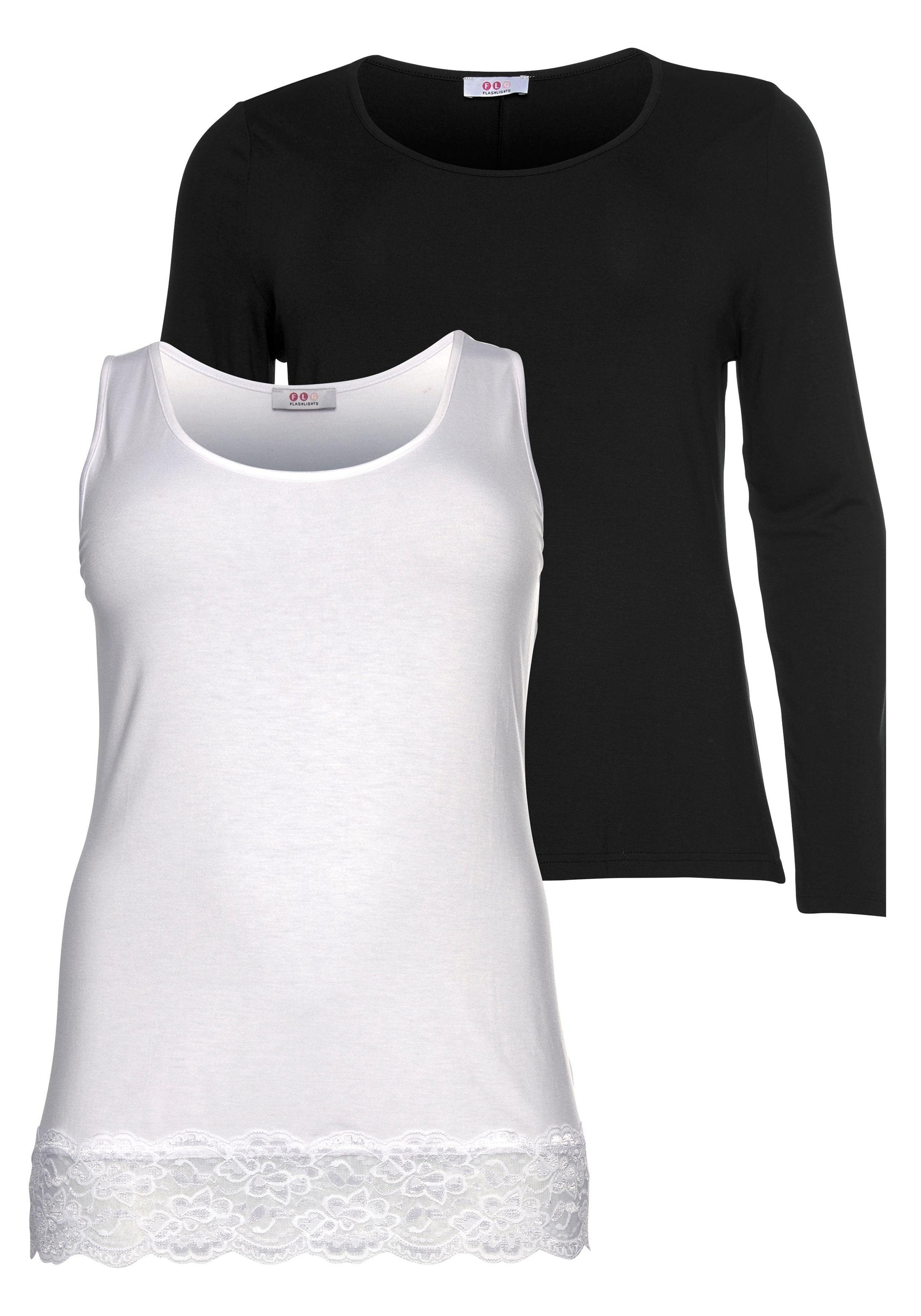 Flashlights Longshirt, Top mit Spitze
