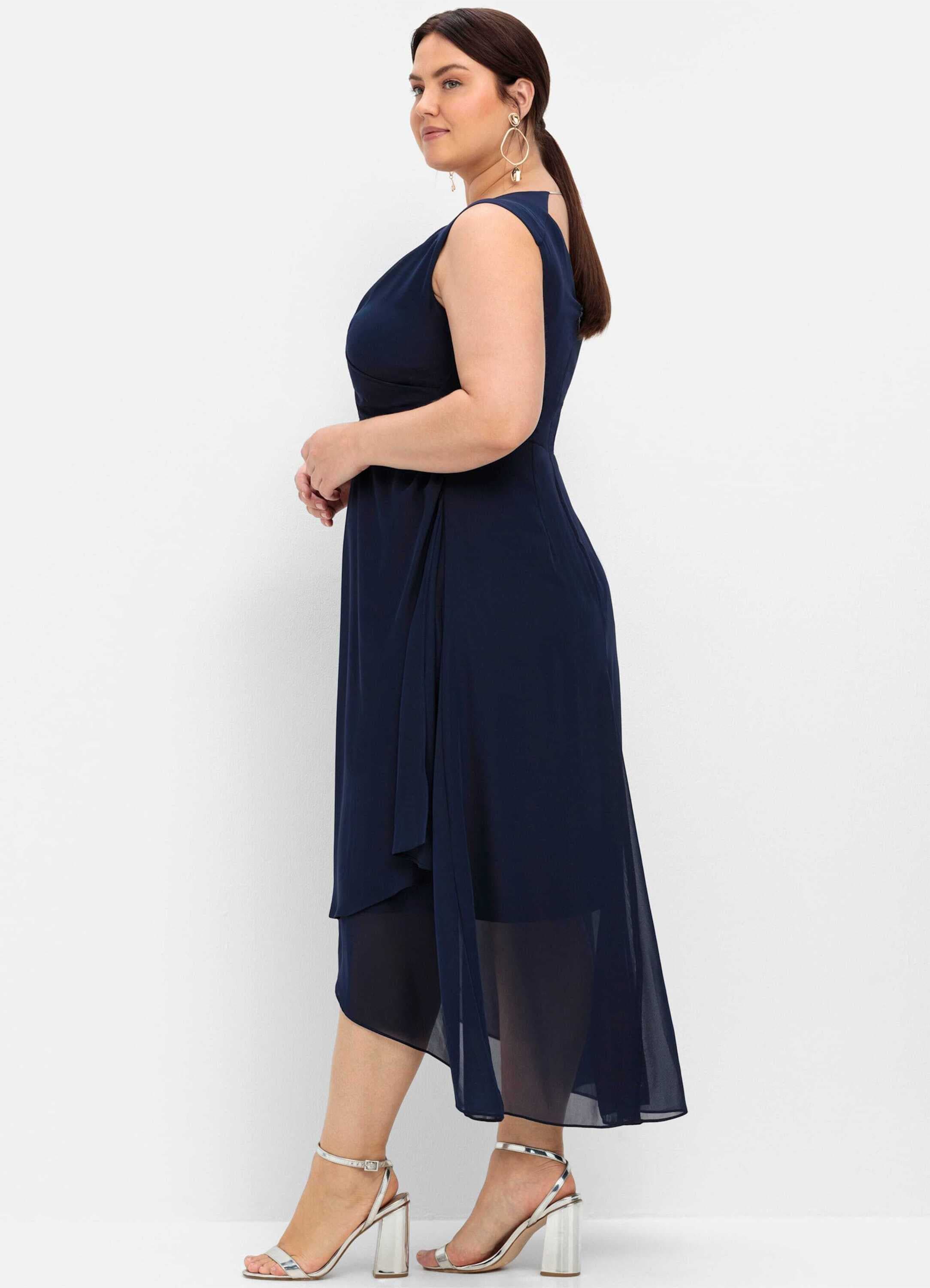 Sheego Maxikleid »Abendkleid Abendkleid in Wickeloptik, aus Chiffon« Ohne Taschen in Wickeloptik