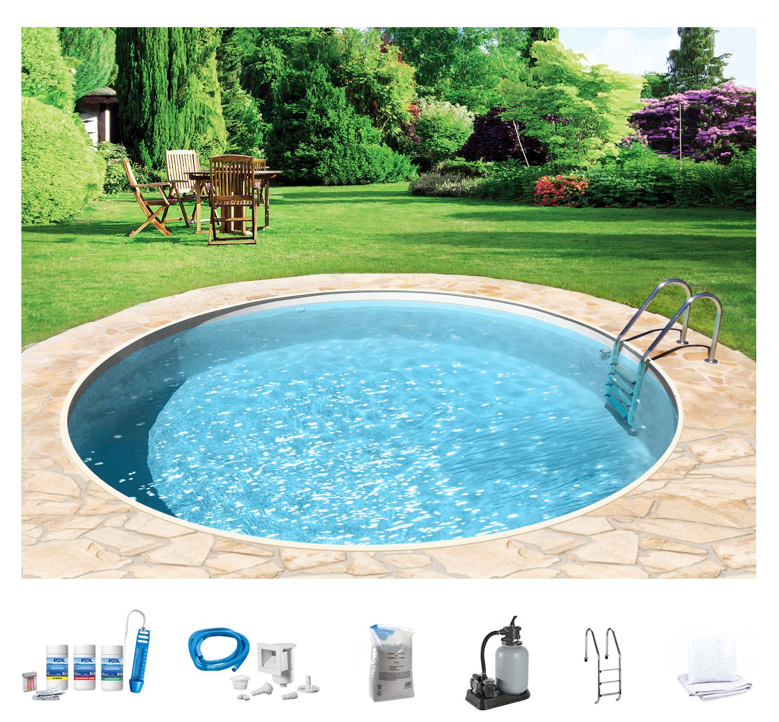 BWT MY POOL Rundpool, (Set, 7 tlg.), ØxH: 600x120 cm