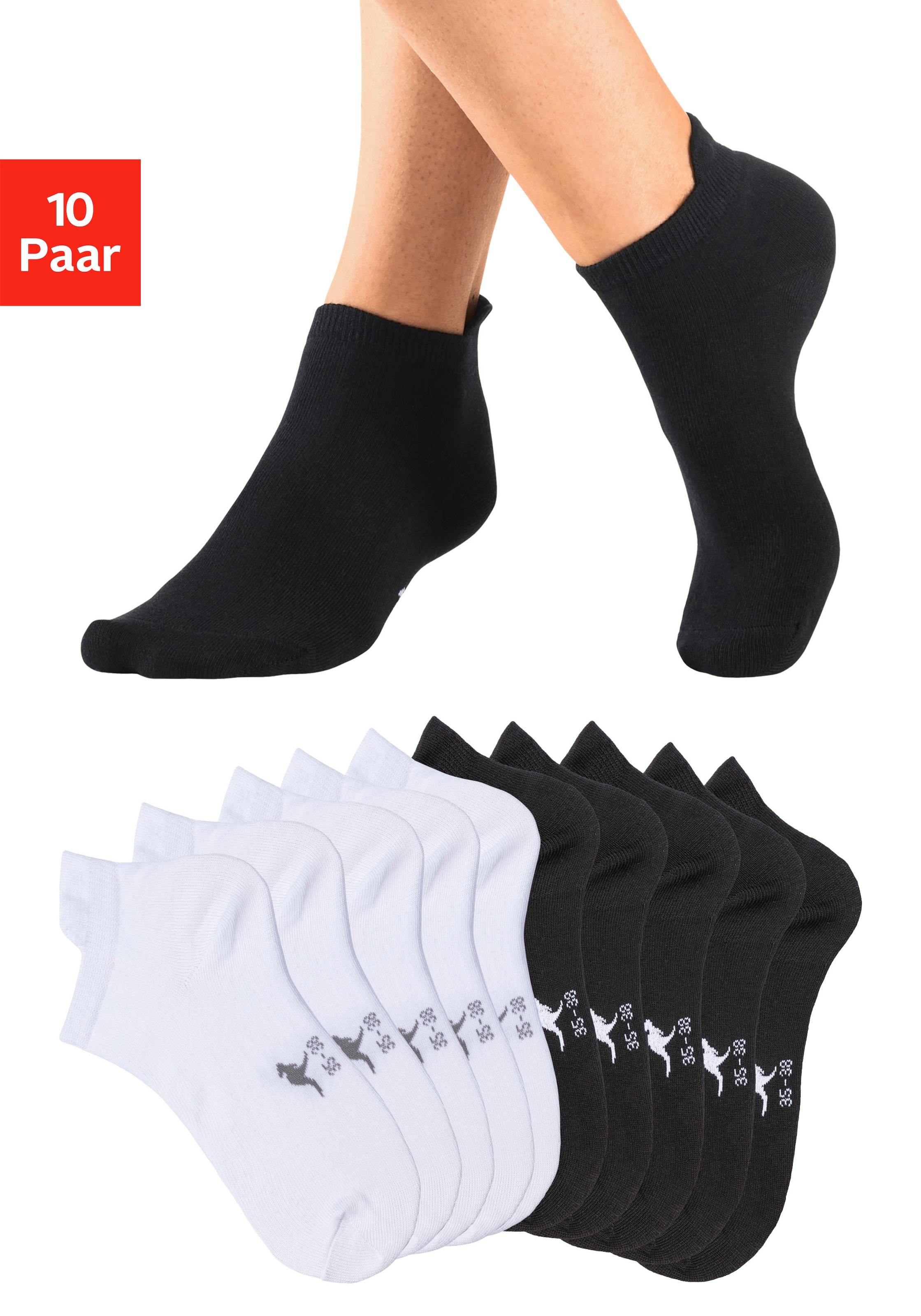 KangaROOS Sneakersocken, (Packung, 10 Paar), mit erhöhtem Bündchen