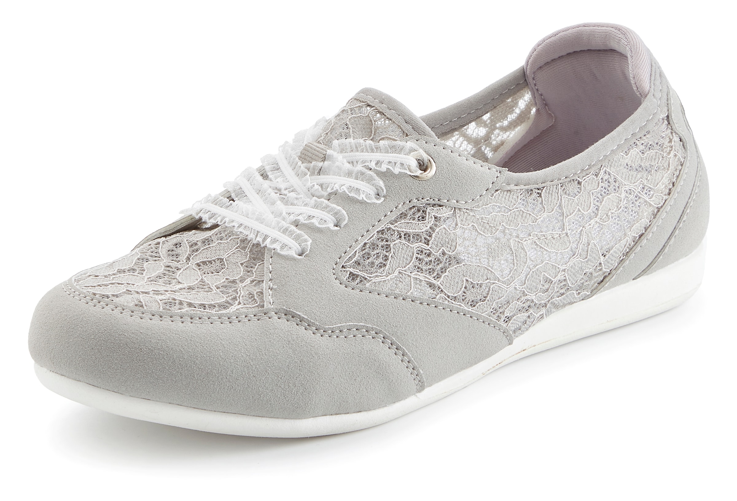 Vivance Sneaker »Freizeitschuh, Halbschuh, Ballerina, Slip-On-Sneaker,«  mit eleganten Spitzeneinsätzen VEGAN