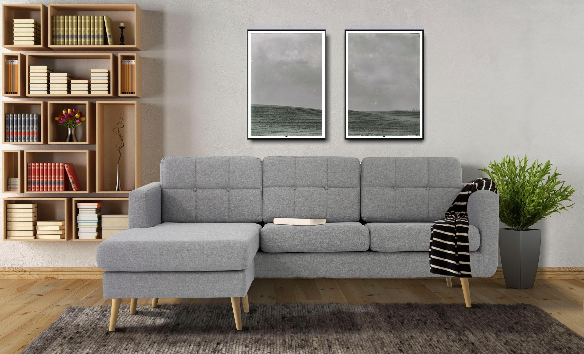 Home affaire Ecksofa »Brest L-Form« mit Knopfheftung und Steppung im Rücken, geradliniges Design