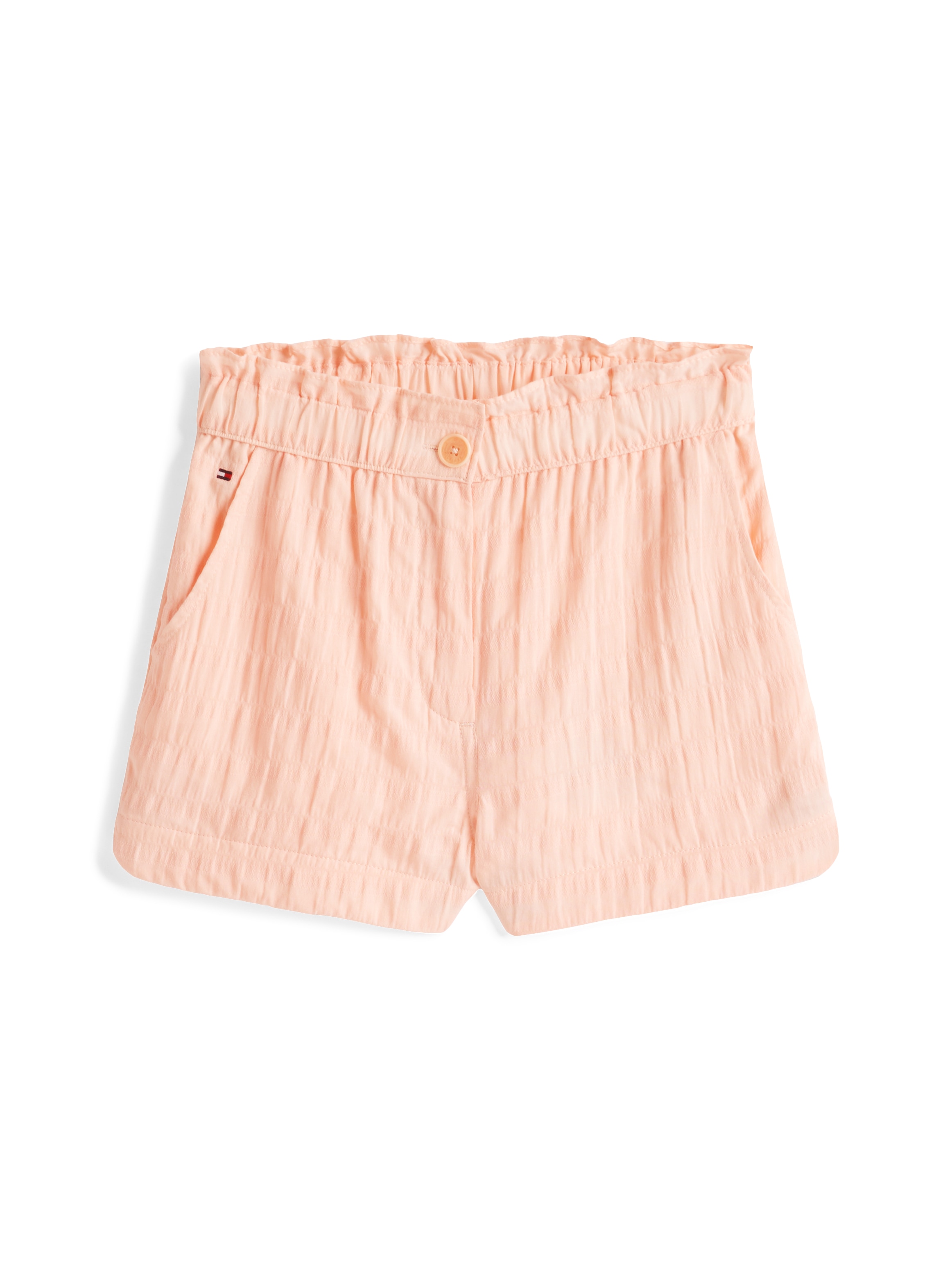 Tommy Hilfiger Shorts »TEXTURED COTTON SHORT«, mit Rüschen, mit Logostickerei, mit Struktur