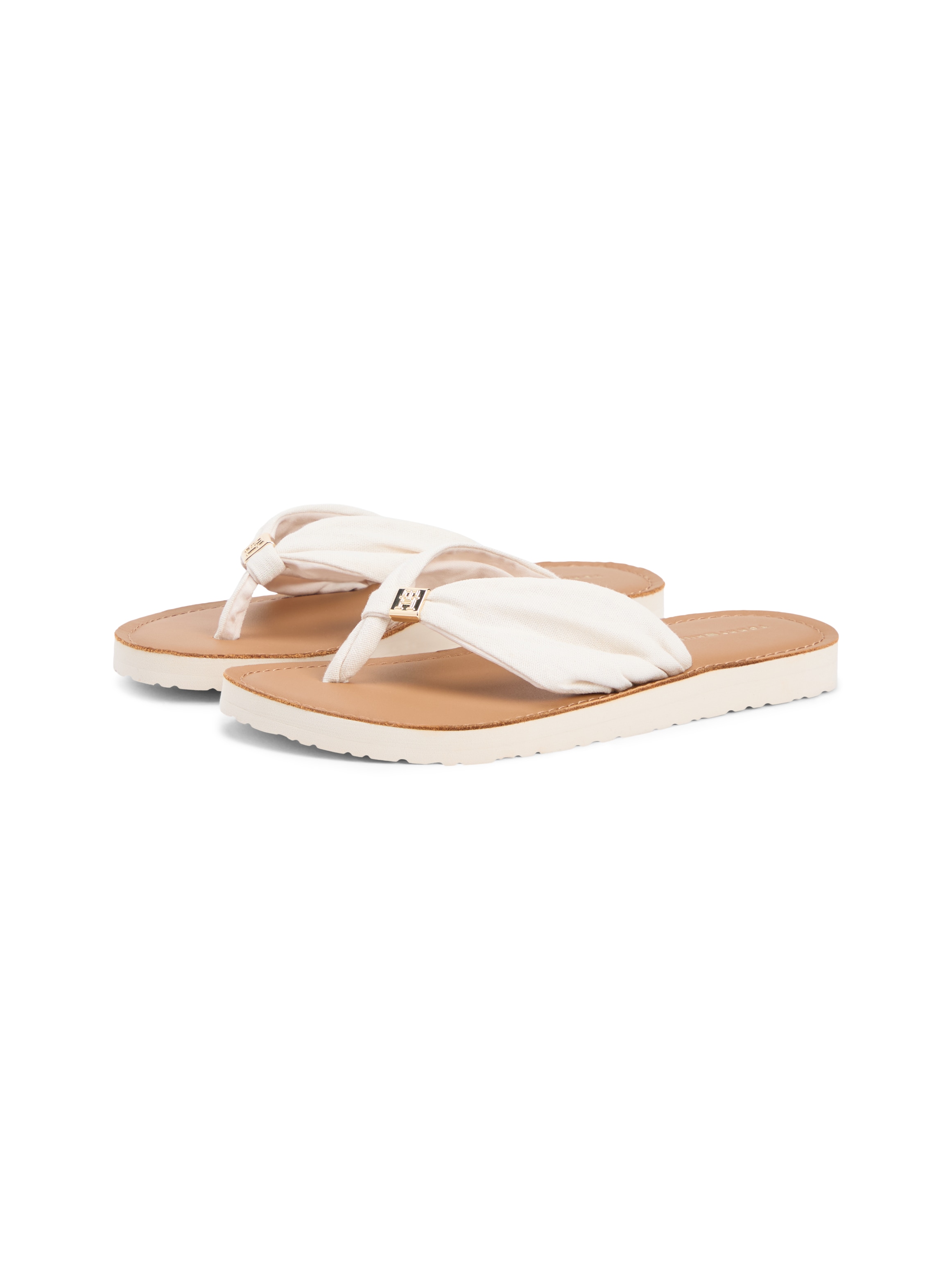 Tommy Hilfiger Zehentrenner »TH LTR FOOTBED SUMMER SANDAL«  Sommerschuh, Strandschuh, Dianette, Flat mit Logoemblem
