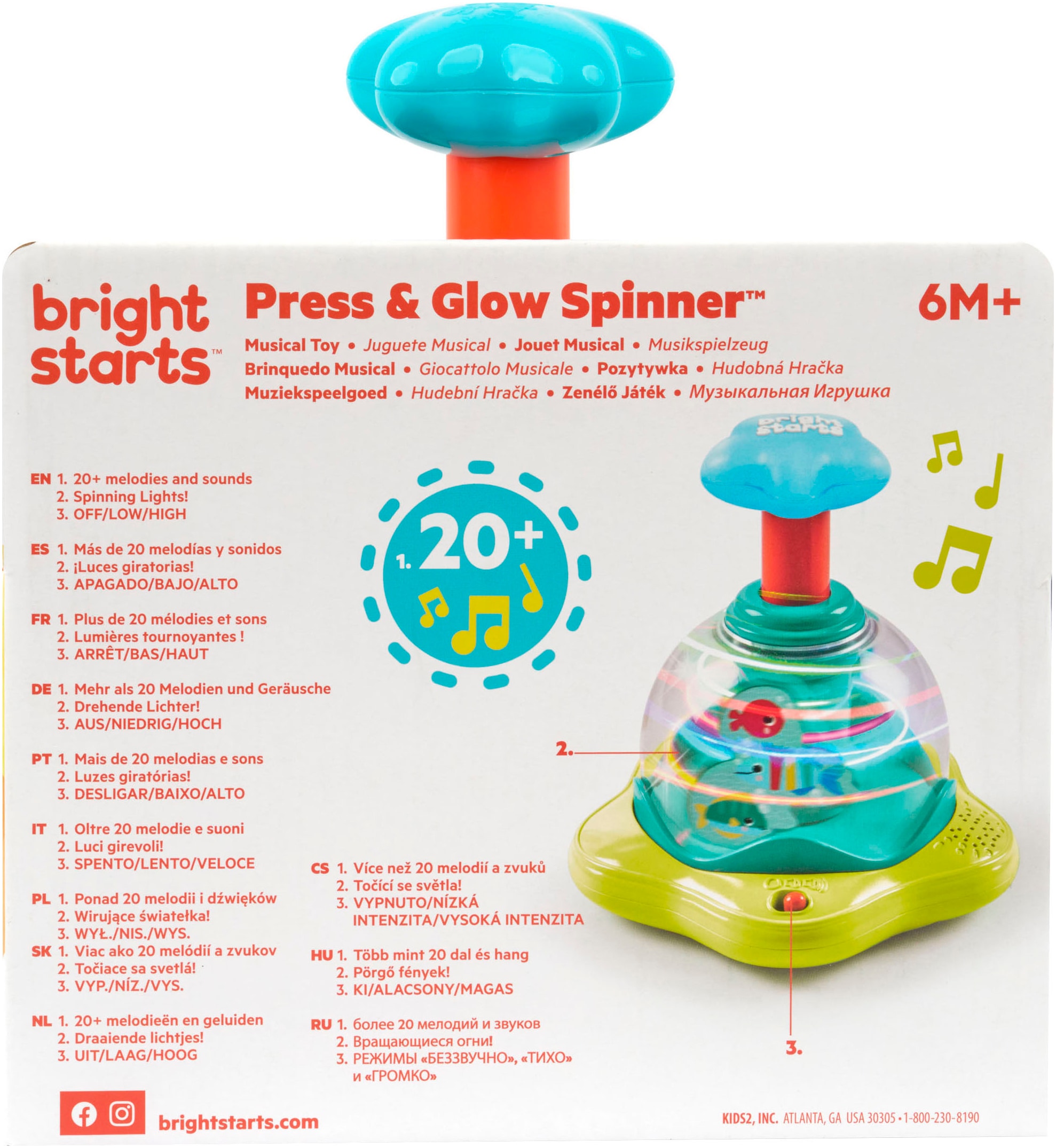 Bright Starts Kreisel »Press & Glow Spinner™«, mit Licht und Sound