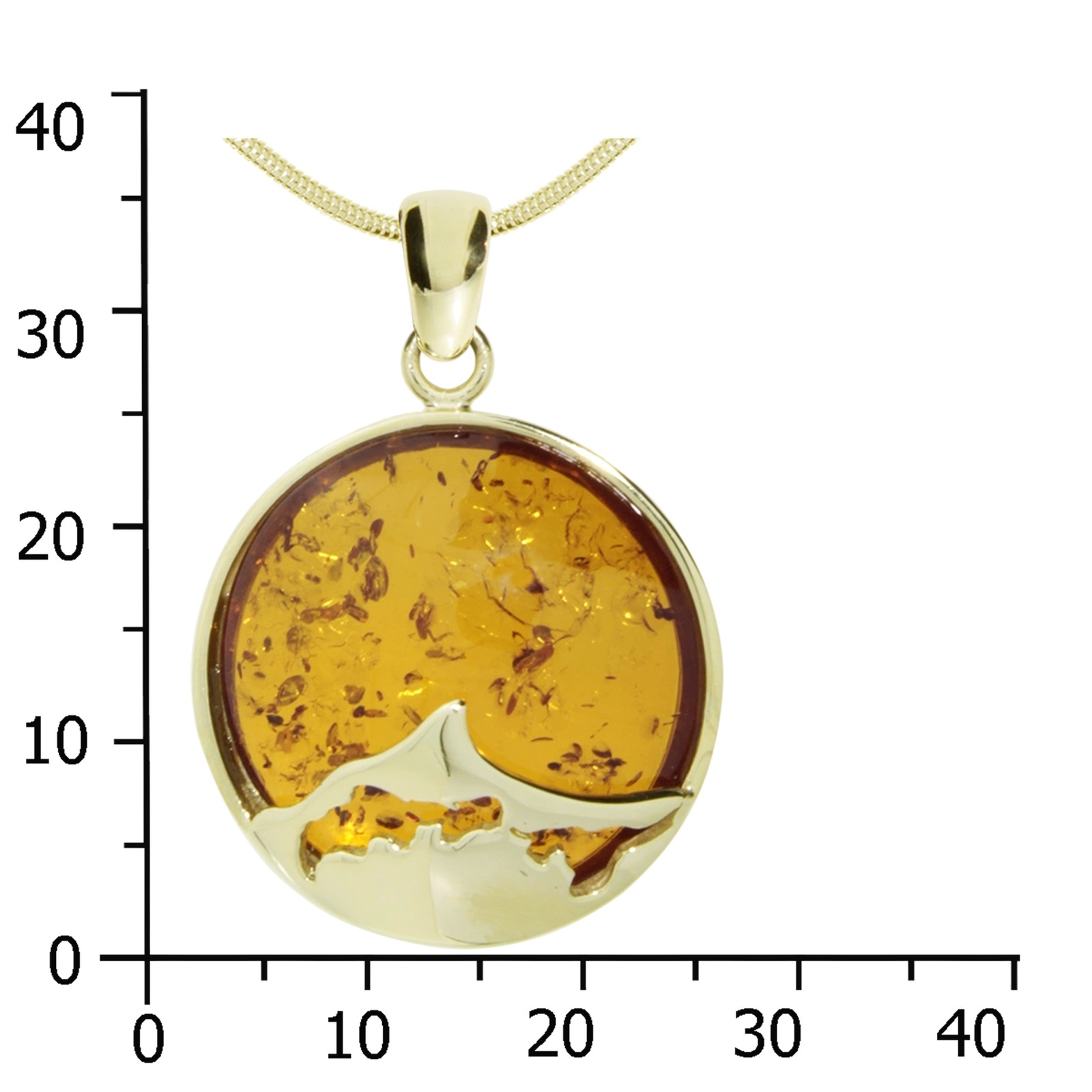 OSTSEE-SCHMUCK Kette und Anhänger Set »- Fischland-Darß-Zingst 25 mm - Gold 333/000 - Bernstein«