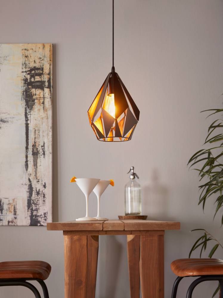 EGLO Pendelleuchte »CARLTON 1 Hängeleuchte, schwarz kupfer, Stahl, exkl. Leuchtmittel«, 1 flammig, Leuchtmittel E27 | ohne Leuchtmittel, Vintage Pendellampe, 1 flammig, Drahtgeflecht, Industrial, 110x20,5cm
