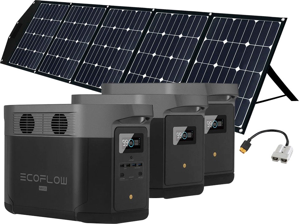 Ecoflow Solaranlage »Delta Max 2000 + 225W Offgridtec Faltbares Solarmodul« mit 2x Erweiterungsakku 2016Wh, Plug and play in schwarz