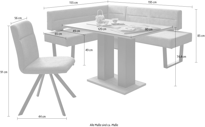 massivline&more Eckbankgruppe »Martina« 5 Stk. tlg. frei im Raum stellbar