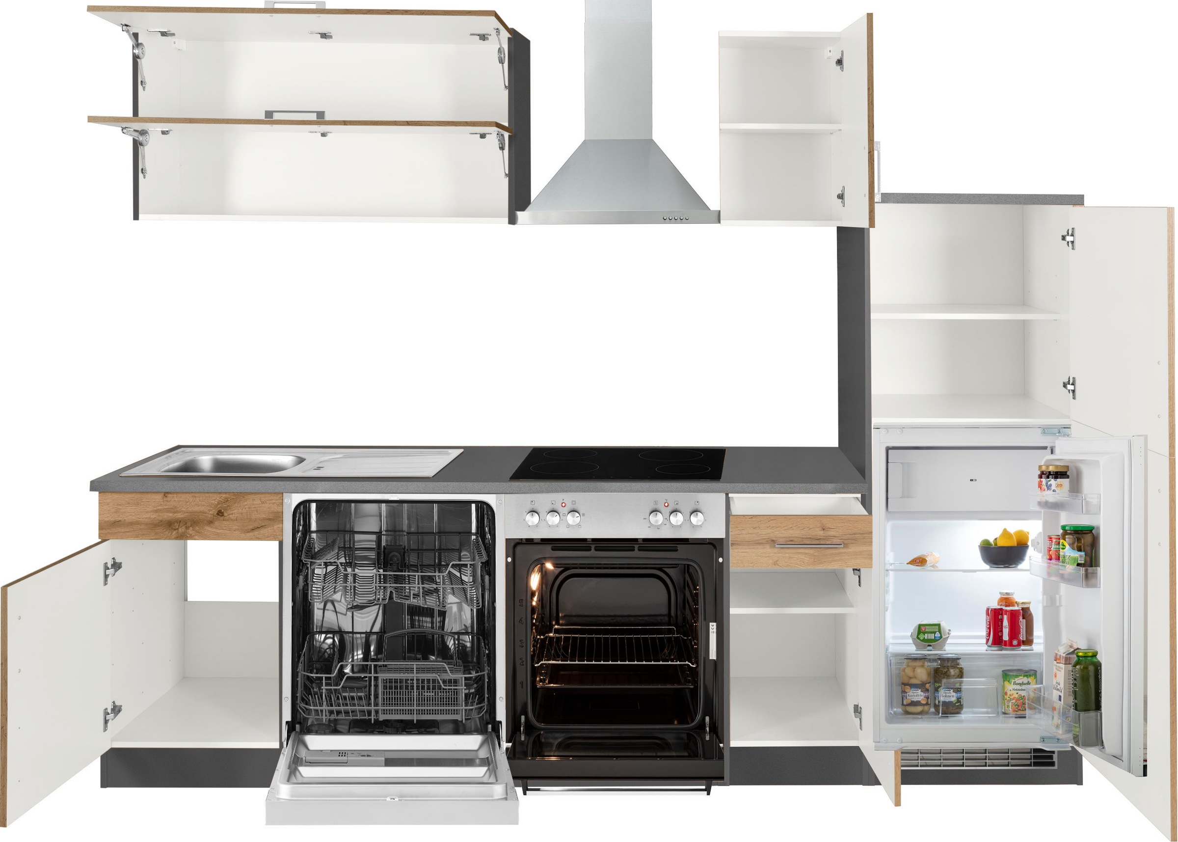 KOCHSTATION Küchenzeile »KS-Colmar« mit E-Geräten, Breite 270 cm