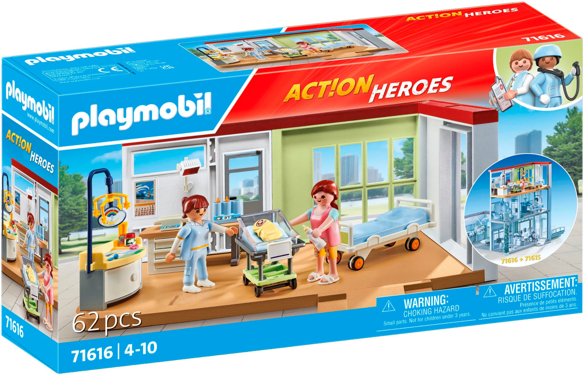 Playmobil® Konstruktions-Spielset »Entbindungsstation (71616), Action Heroes«, (62 St.), Made in...