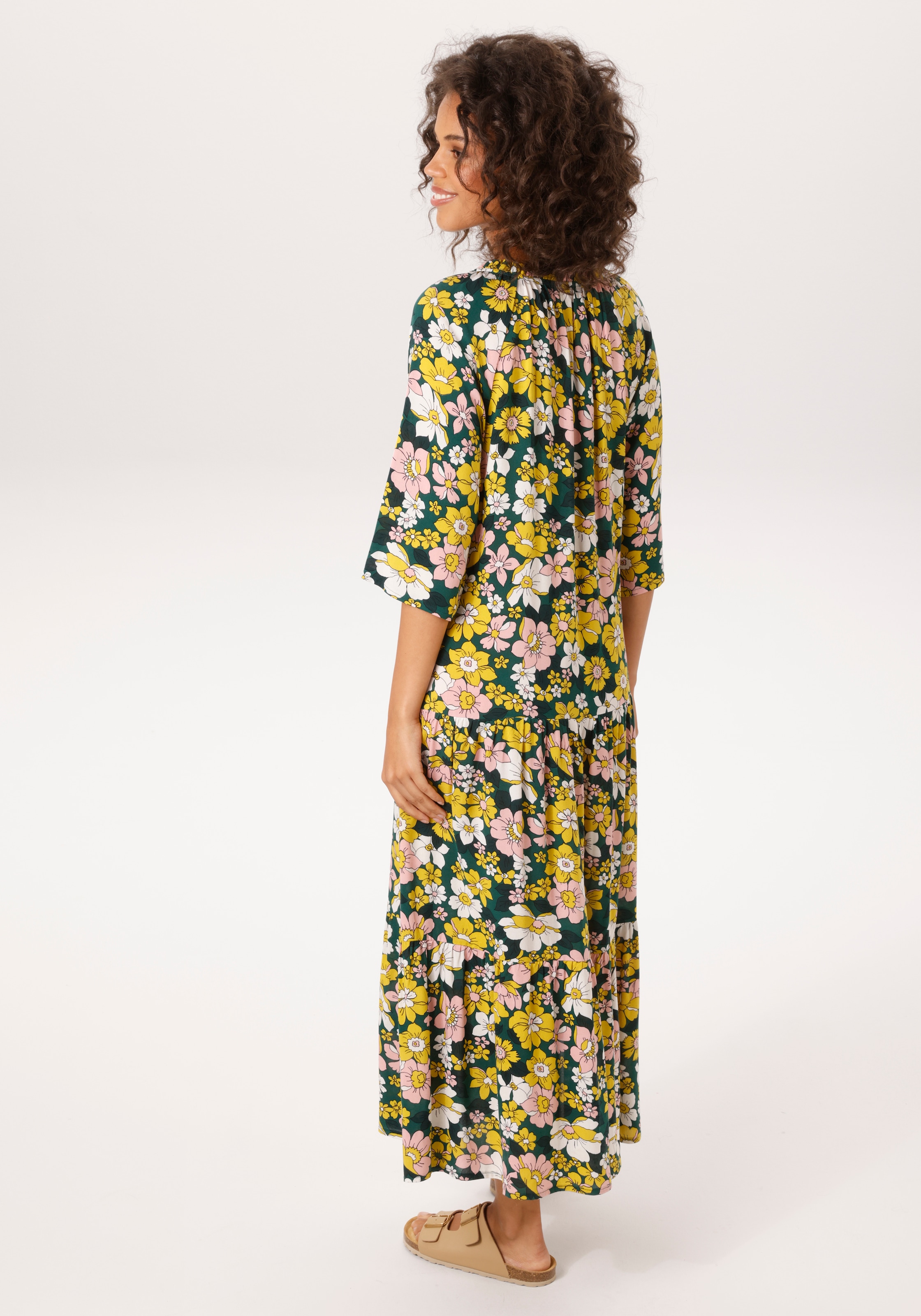 Aniston CASUAL Sommerkleid mit farbenfrohen Blütendruck - jedes Teil ein Unikat - NEUE KOLLEKTION