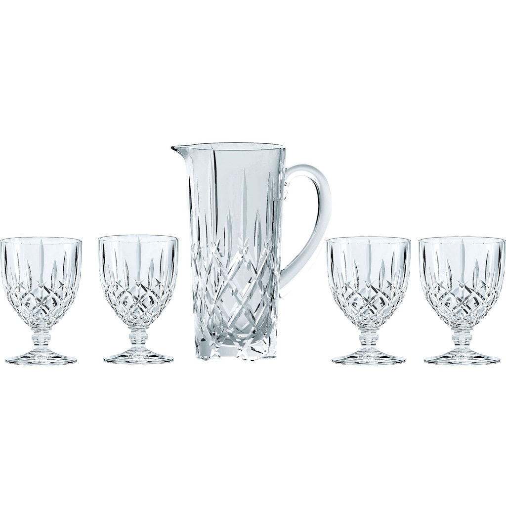 Nachtmann Gläser-Set »Noblesse«, (Set, 5 tlg., Krug: 1190 ml, Ø 12,6cm, H: 23,2 cm; Kelchglas: 350ml, Ø 9cm, H:14cm), 5-teilig, Höhe: Krug 23,2cm, Kelchglas 14cm