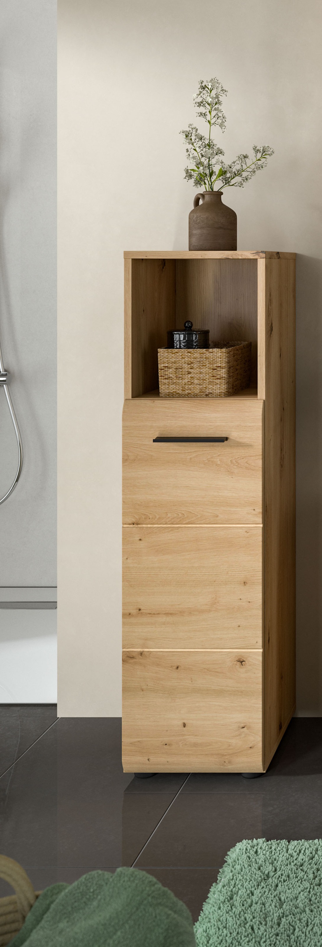 INOSIGN Stauraumschrank »FLORENZ, TOPSELLER!, Höhe 110 cm, 1 Tür, 2 Fachböden, 1 offenes Fach« TOPSELLER!, 1 Stk. tlg. Türanschlag wechselbar, hochwertige MDF Front, Badschrank, Bad