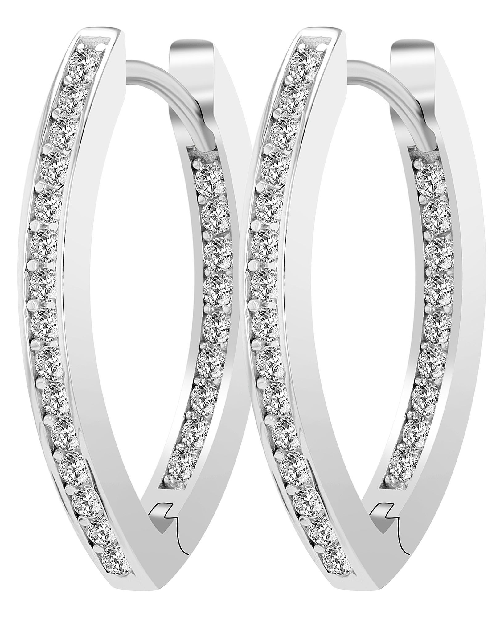 Adelia´s Paar Creolen »Damen Ohrringe ¿ Creole aus 925 Silber mit Zirkonia«