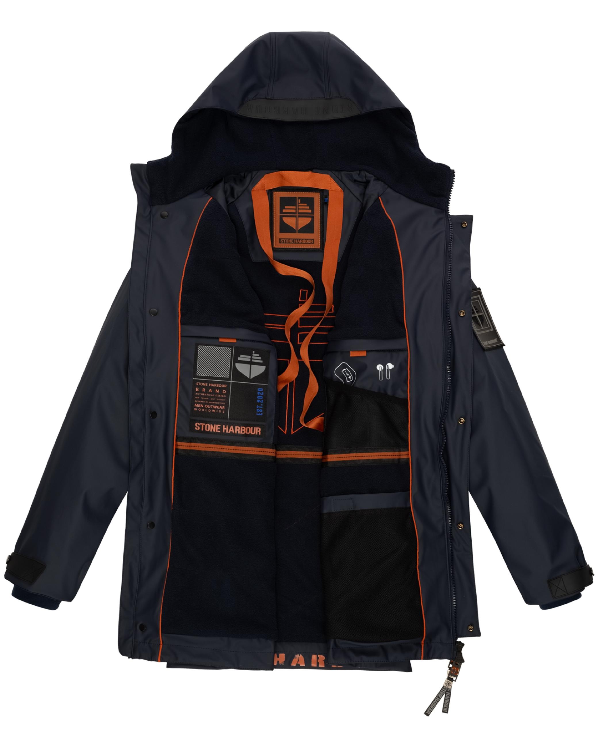 Stone Harbour Regenjacke »Regenjacke Rihaa«, Gummierter Regenparka mit Fleece-Innenfutter