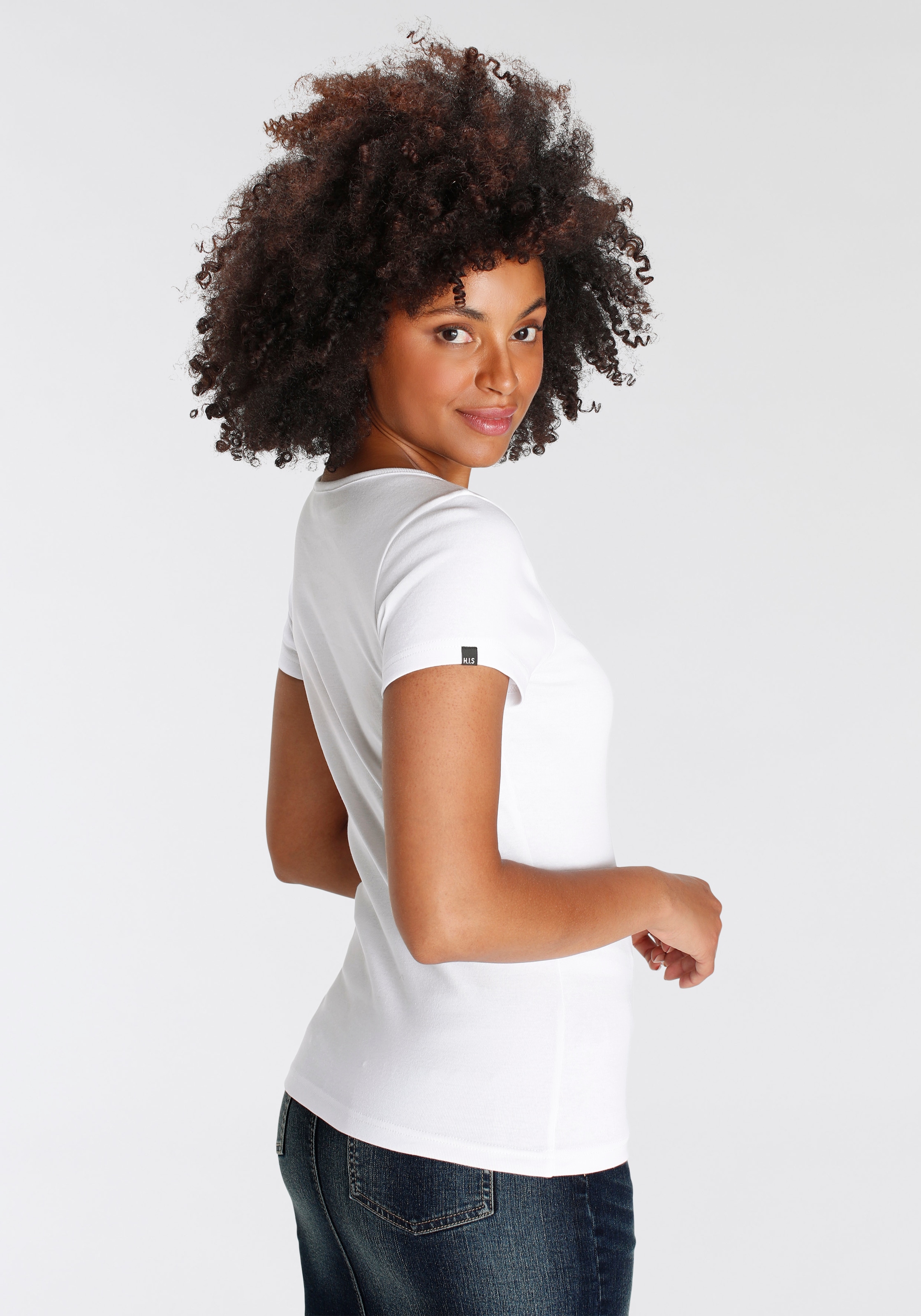 H.I.S T-Shirt, (Set, 2 tlg.), Kurzarm, unifarben, aus Baumwolle, im Set erhältlich