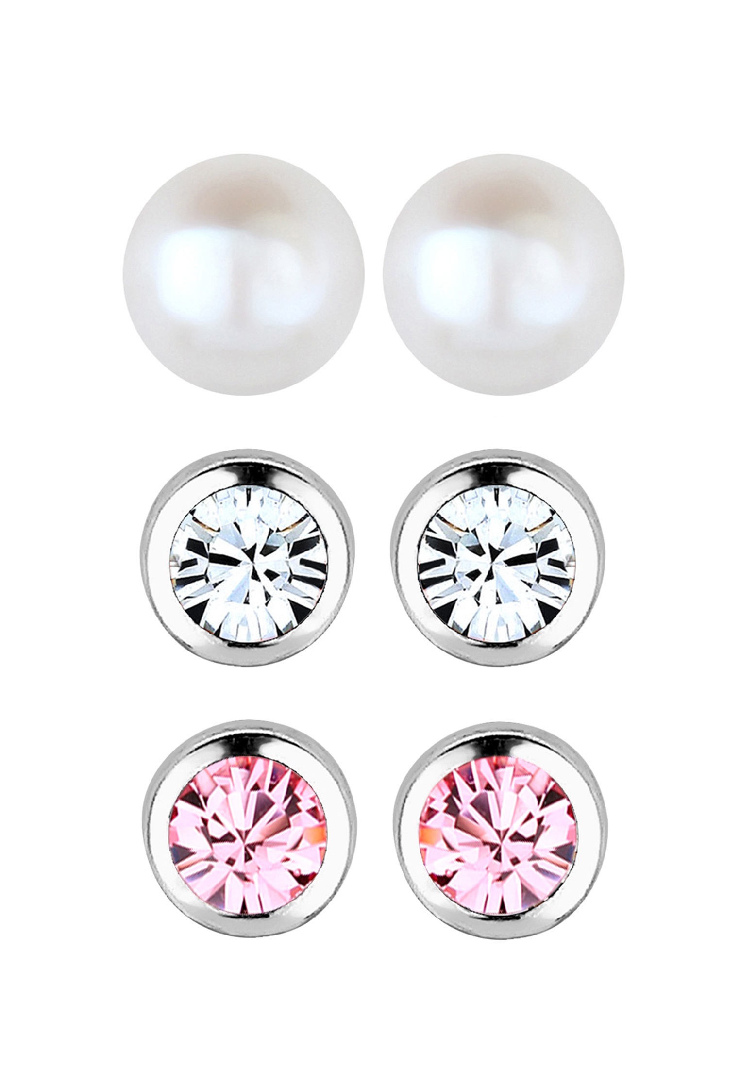 Elli Ohrstecker-Set »Ohrringe Kugel Perle Set Kristalle 925 Silber«