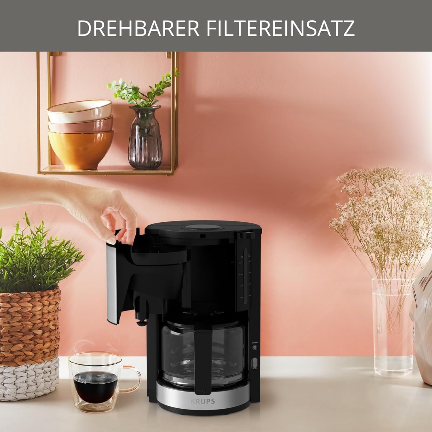 Krups Filterkaffeemaschine »ProAroma Plus KM321« 1,25 l Kaffeekanne Papierfilter 1x4 1,25l Kaffeekanne, Papierfilter 1x4, mit Aromaschalter, 1100 Watt
