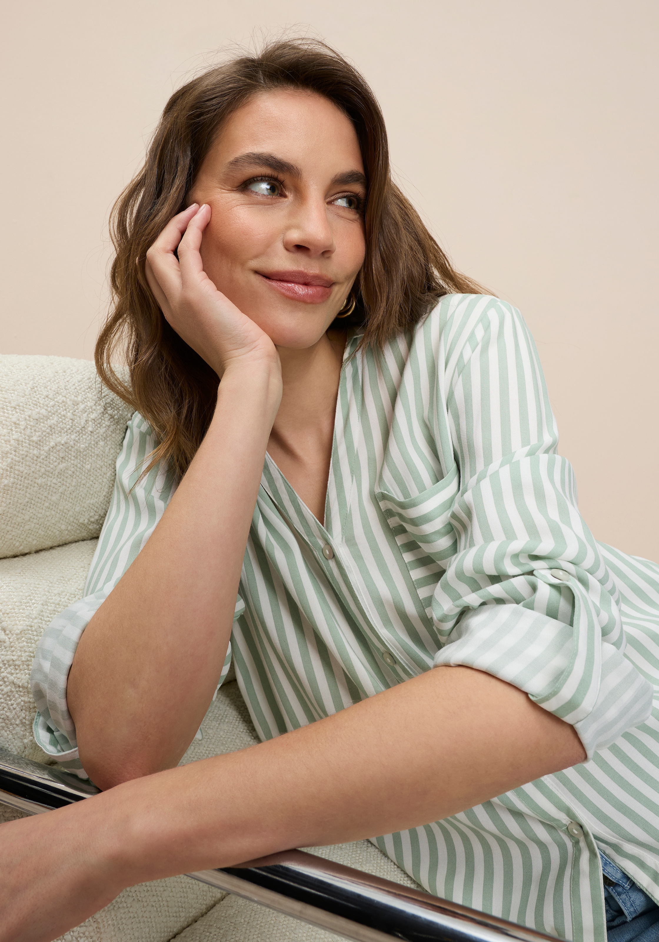 Tamaris Hemdbluse mit Krempelärmeln und lässigem Schnitt