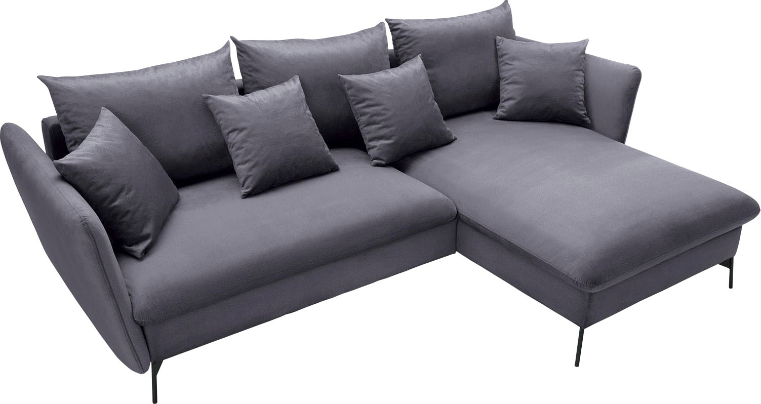 andas Ecksofa »LIVORNO,258 cm, L-Form,«, Schlaffunktion u. Bettkasten (139/224cm), Samt, Struktur, Webstoff