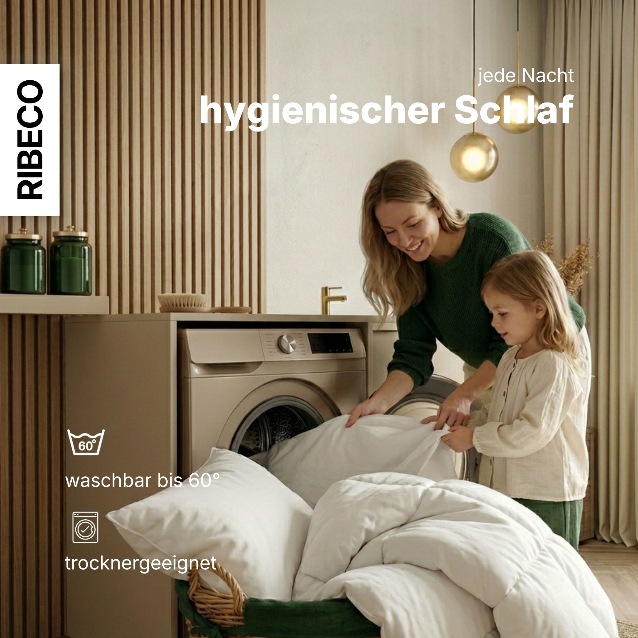 RIBECO Daunenbettdecke »Bettdecke in 135x200 und 155x220cm Topseller,« extrawarm Füllung 80Daunen20Federn 1 Stk. tlg. Daunen und Federn, Made in Germany, mit gratis 80x80 cm Kissen
