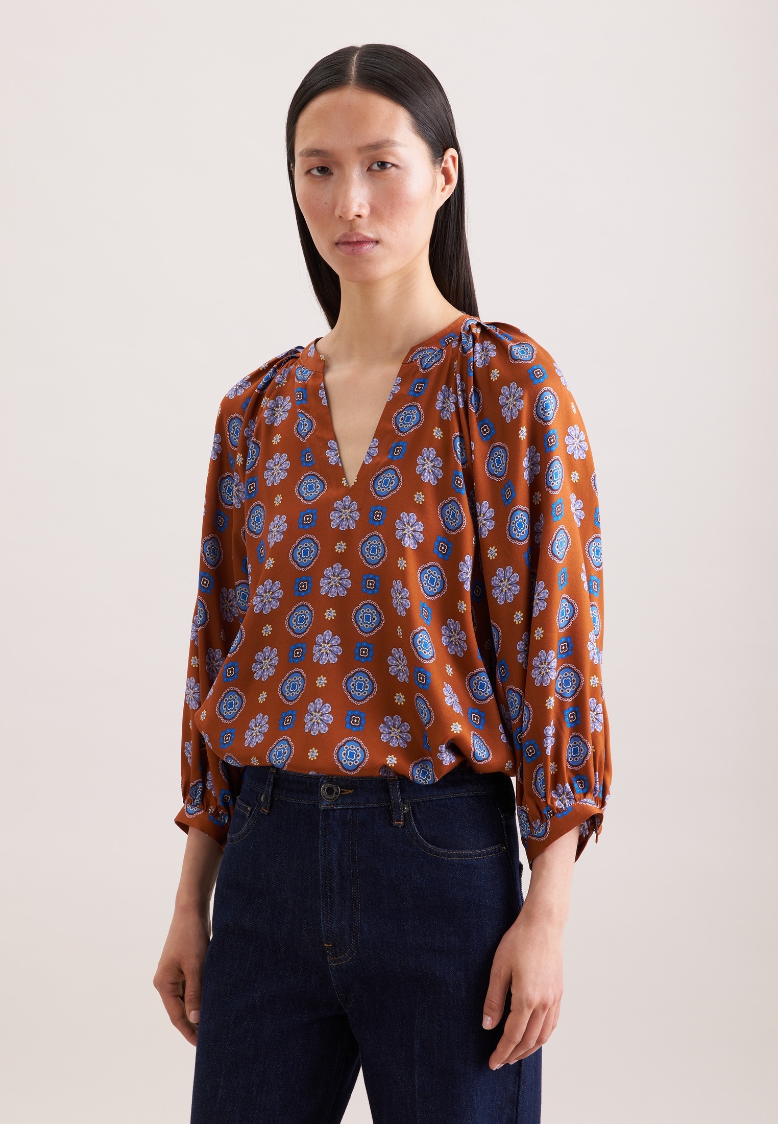 seidensticker Klassische Bluse Tunika Druck