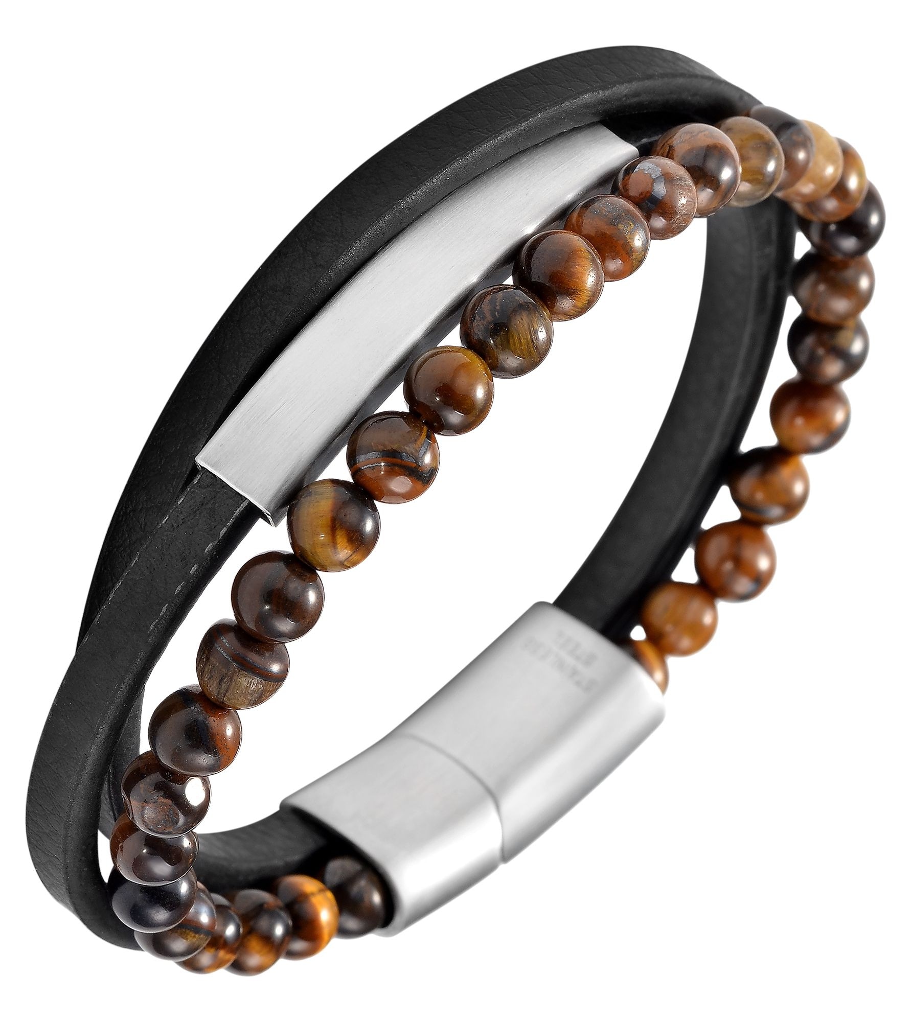 Adelia´s Lederarmband »Unisex Armband ¿ Lederarmband aus Leder mit Tigerauge 19 cm«
