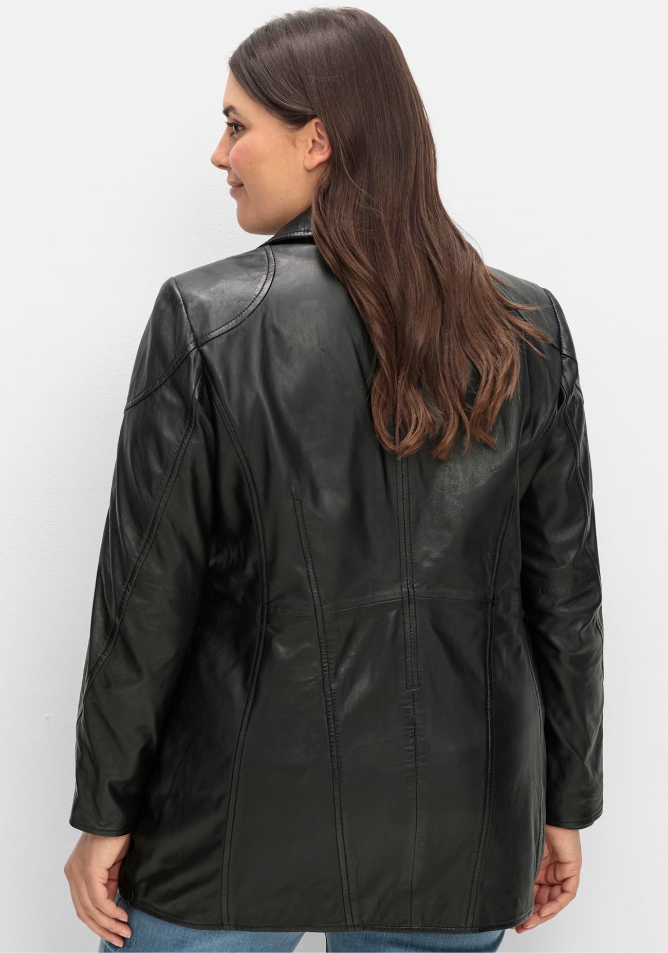 Sheego Lederjacke, ohne Kapuze
