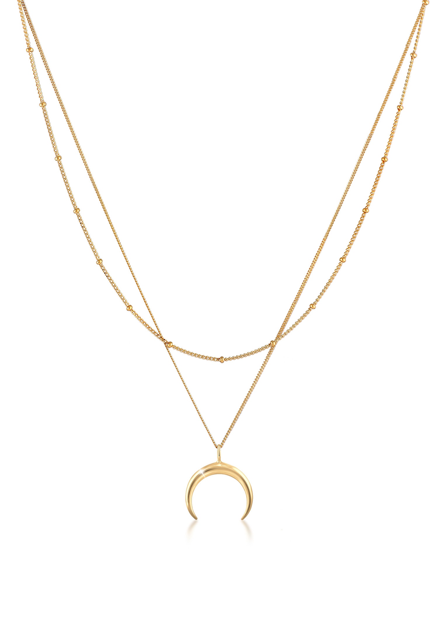 Elli Silberkette »Halskette Layer Mond Sichel Kugelkette 925 Silber«