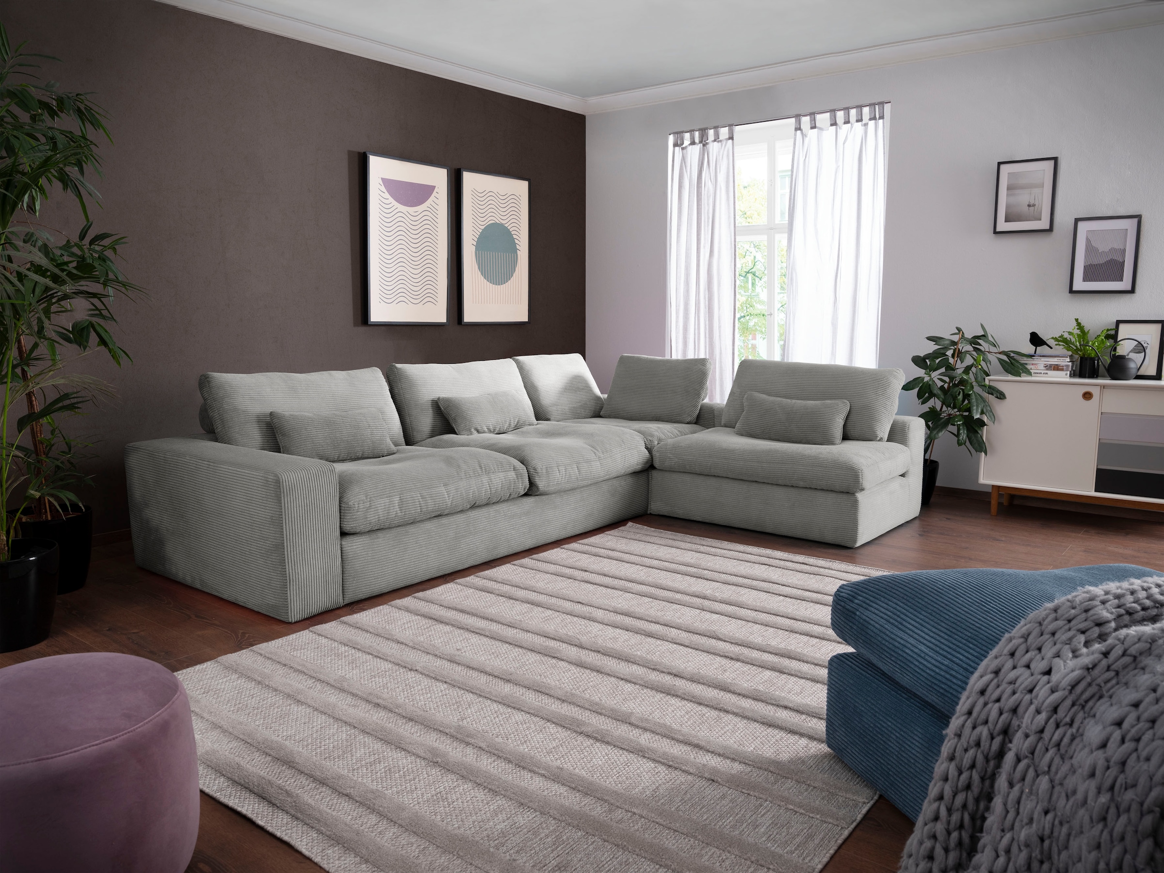 alina Ecksofa »Sandy«, mit losen Sitz und Rückenkissen, in modernem Cordstoff