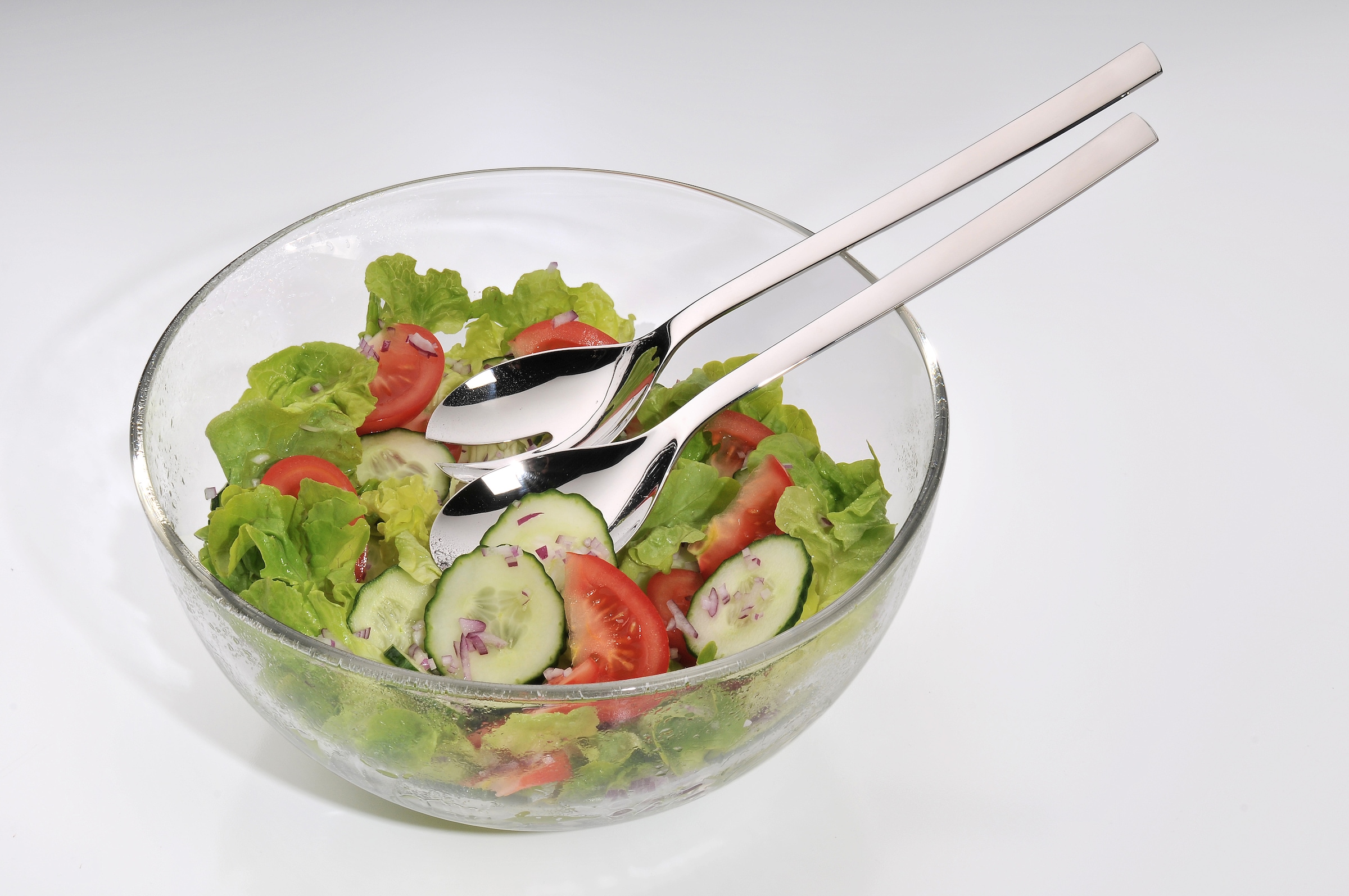 WMF Salatschüssel »Taverno«, 3 tlg., aus Glas, inkl. Salatbesteck, stilvolles Design, spülmaschinengeeignet