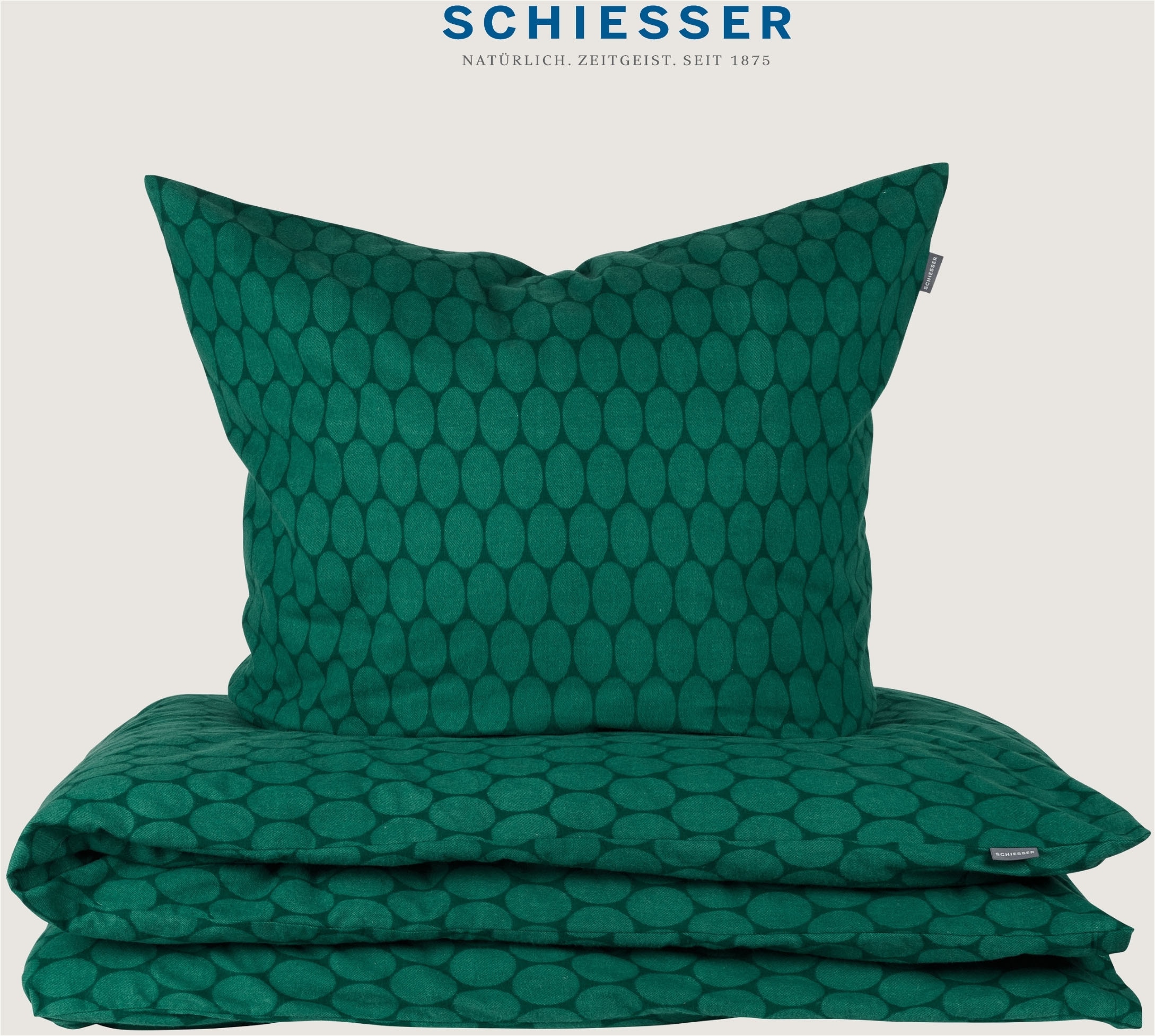 Schiesser Bettwäsche »Drops aus weichem Baumwollflanell in Ton-in-Ton Optik« 2 Stk. tlg. Made in Green
