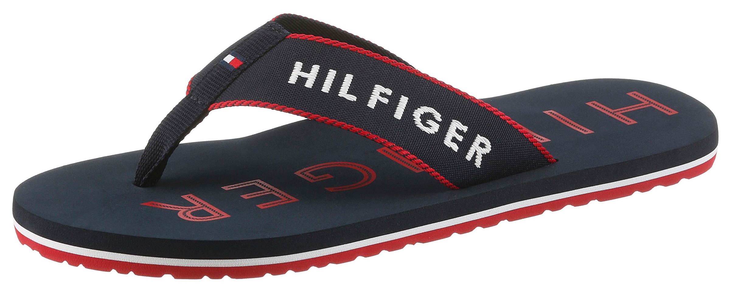 Tommy Hilfiger Zehentrenner »SPORTY HILFIGER BEACH SANDAL«  Sommerschuh, Strandschuh mit Kontrastbesätzen