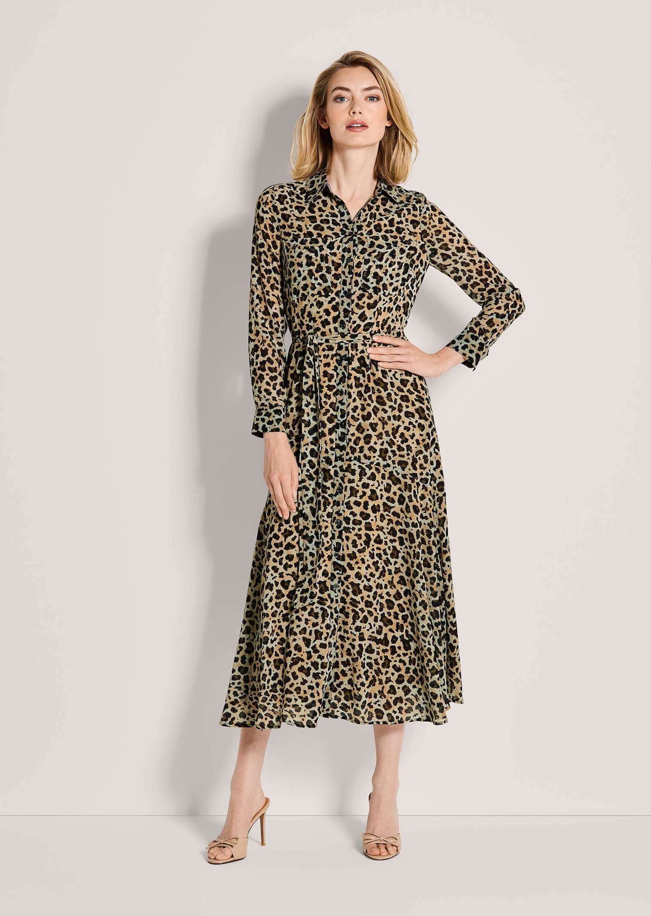 MADELEINE Midikleid »Hemdblusenkleid Druckkleid mit Leo-Muster«
